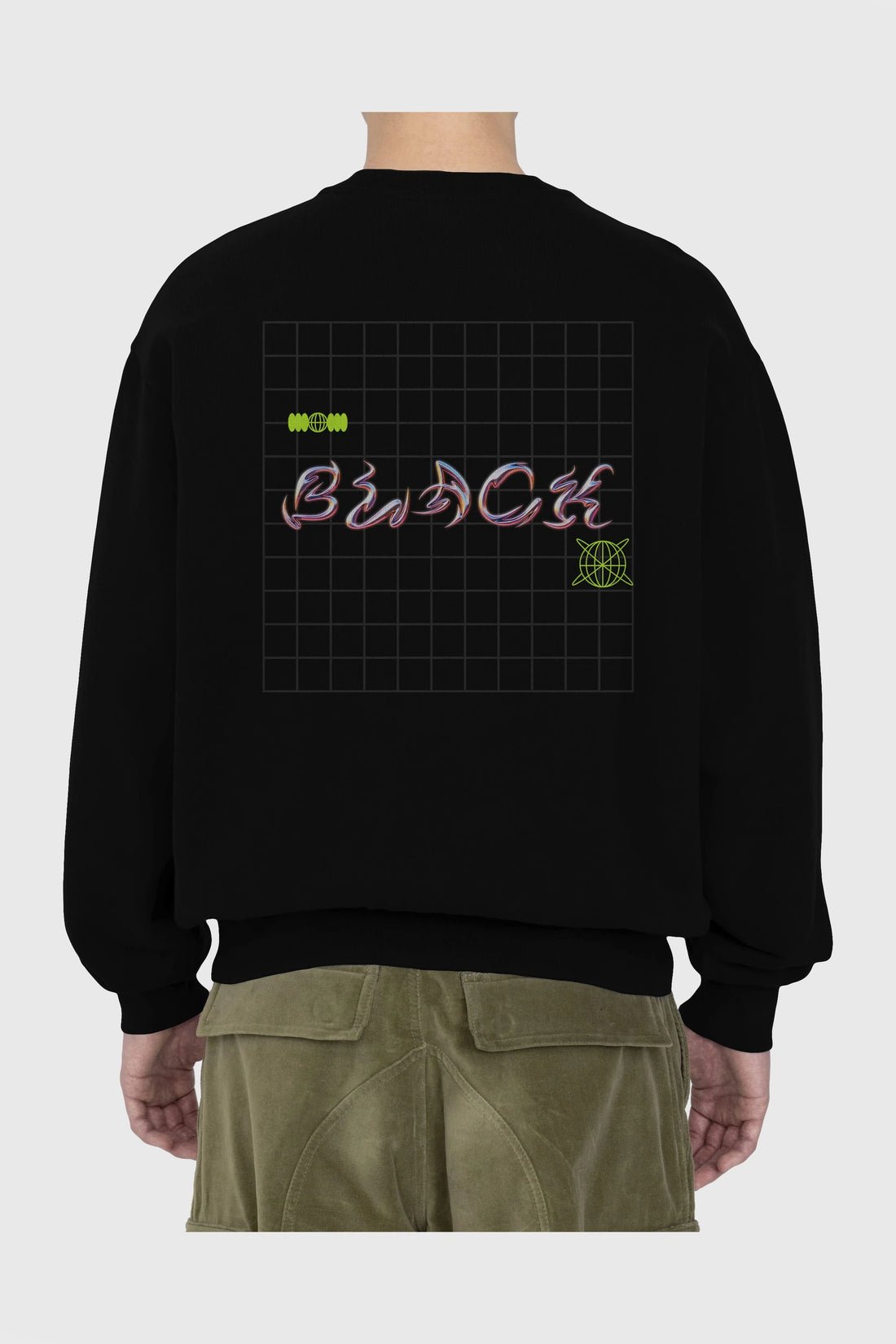 Black Yazılı Arka Baskılı Oversize Sweatshirt Erkek Kadın Unisex
