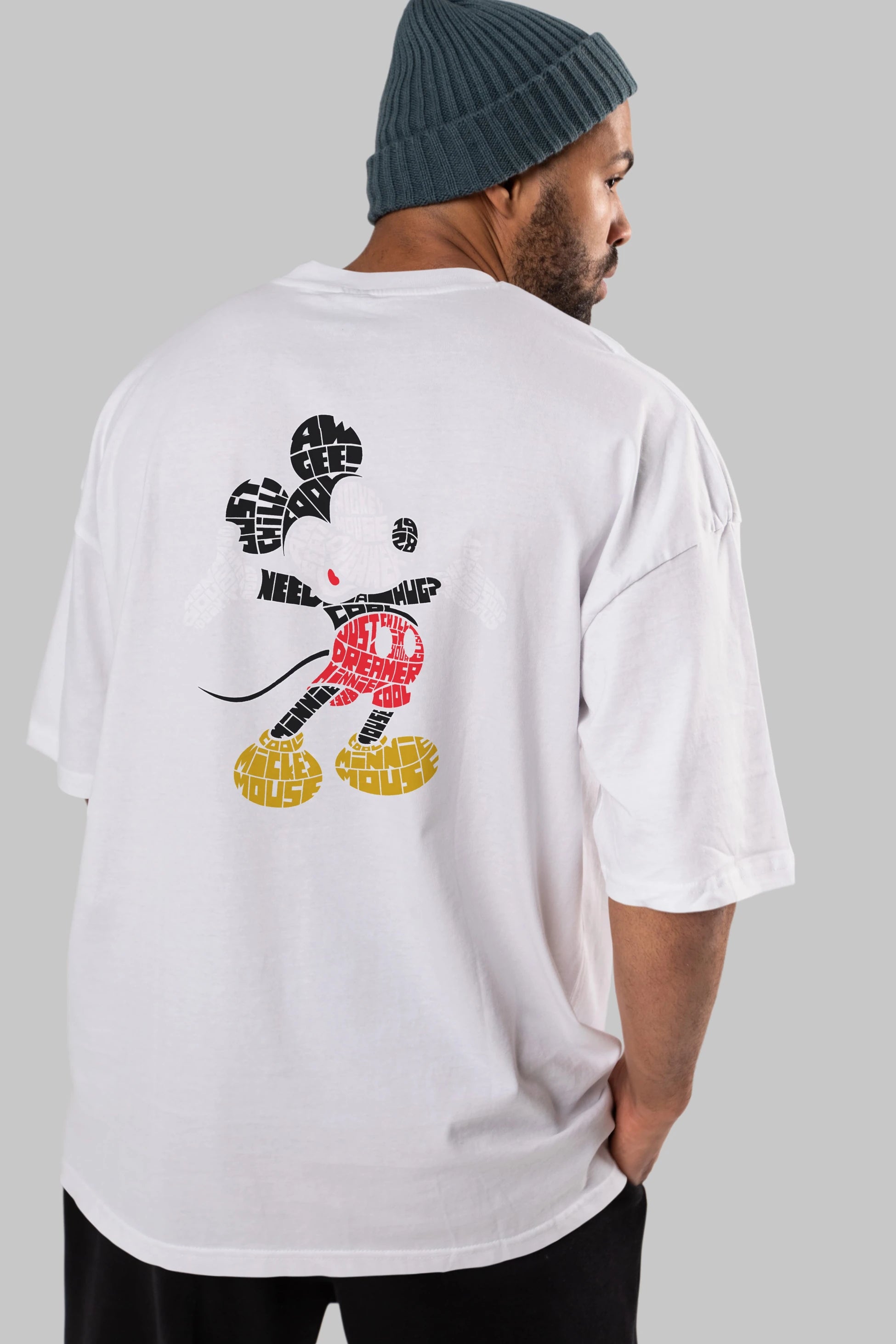 Mickey Arka Baskılı Oversize t-shirt %100 pamuk Erkek Kadın Unisex