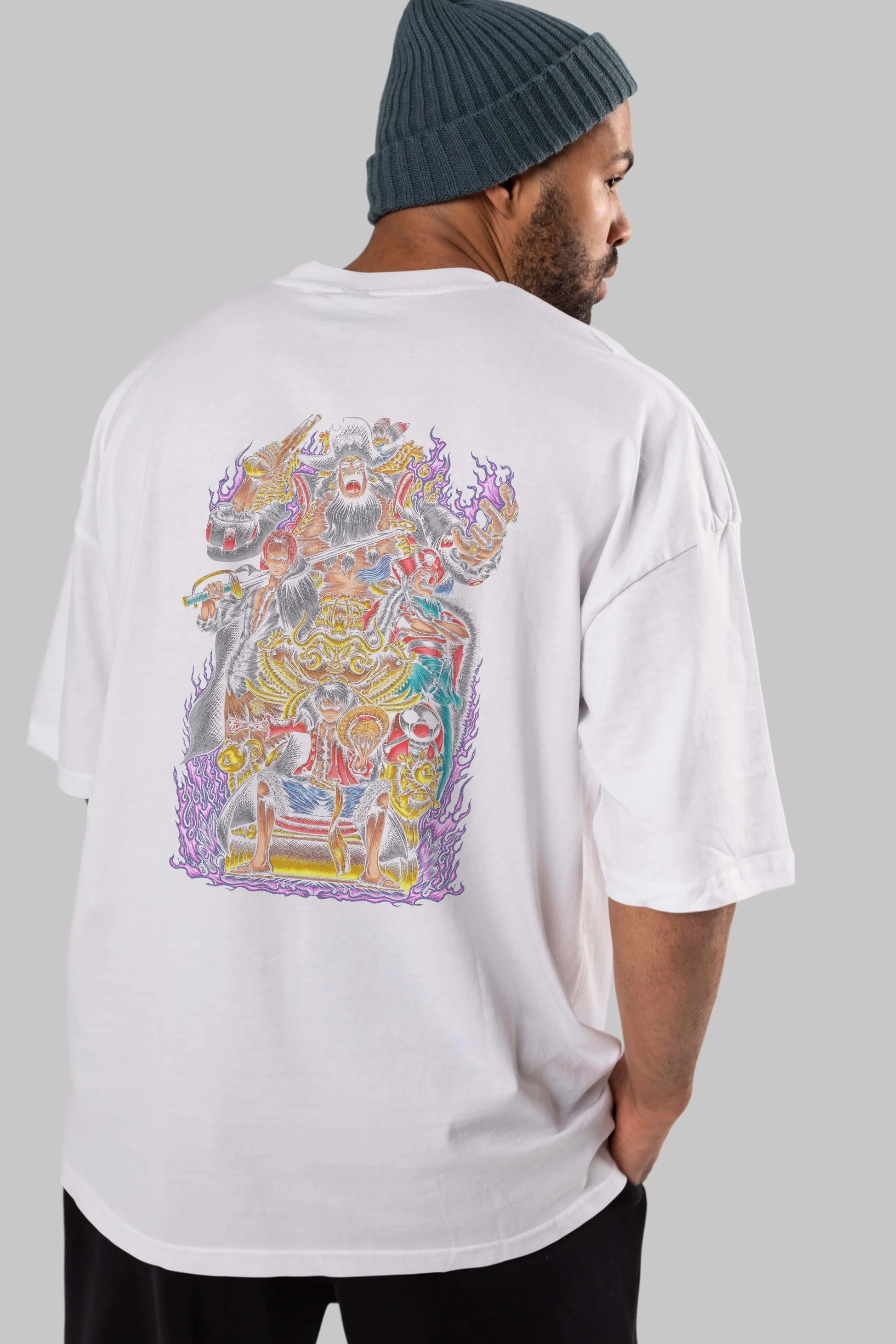 ONE PIECE (8) Anime Arka Baskılı Oversize t-shirt Erkek Kadın Unisex