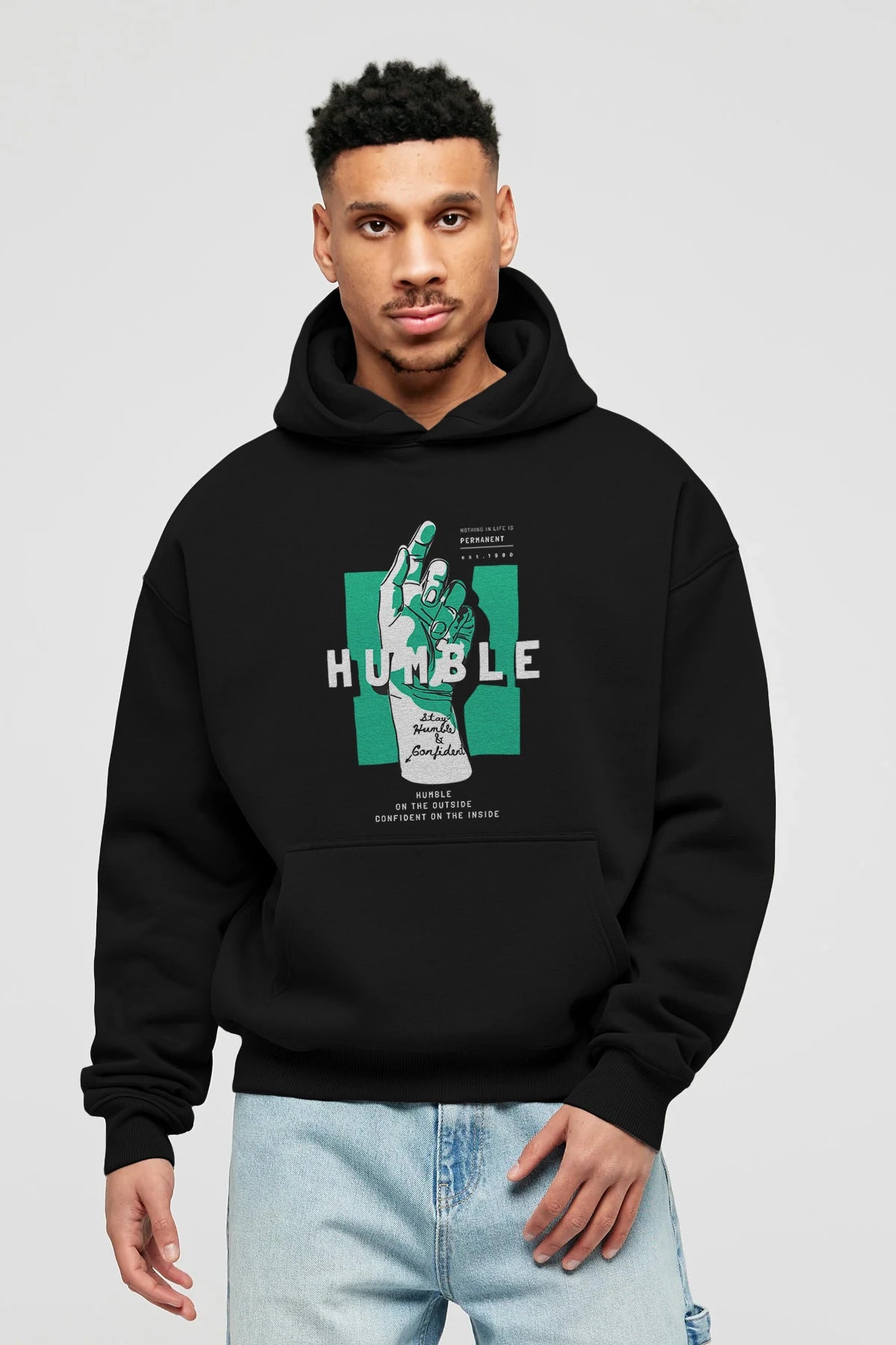 Humble Ön Baskılı Hoodie Oversize Kapüşonlu Sweatshirt Erkek Kadın Unisex