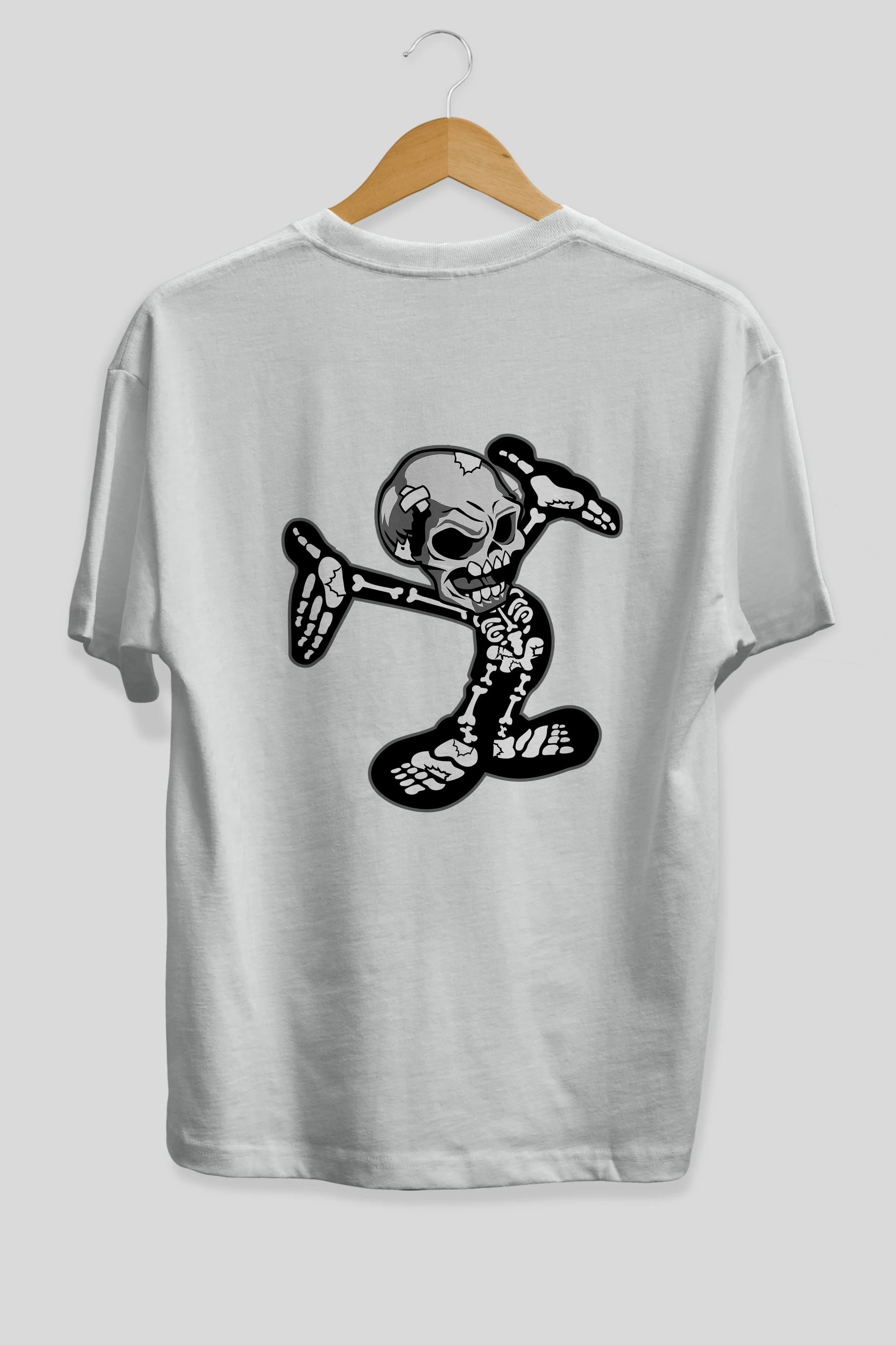 Skull Skeleton Arka Baskılı Oversize t-shirt Erkek Kadın Unisex %100 Pamuk tişort