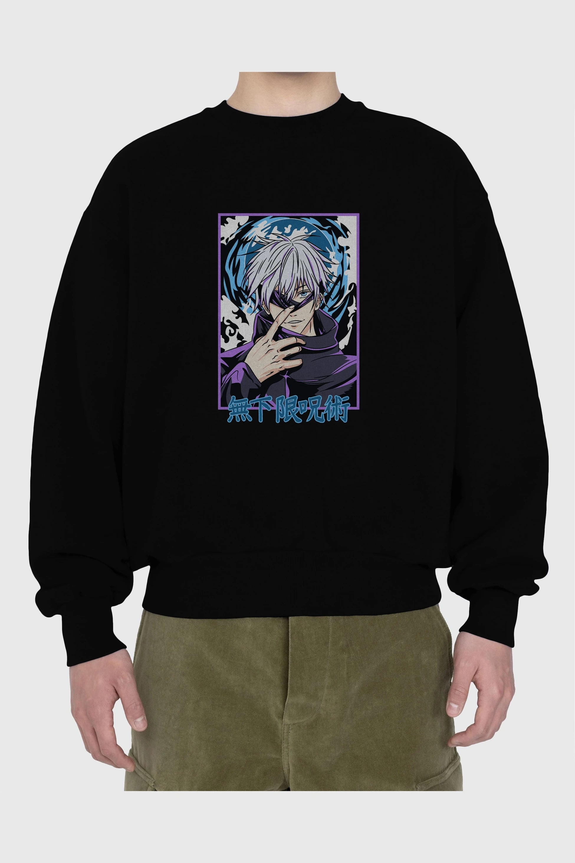 SATORU GOJO 3 Anime Ön Baskılı Oversize Sweatshirt Erkek Kadın Unisex
