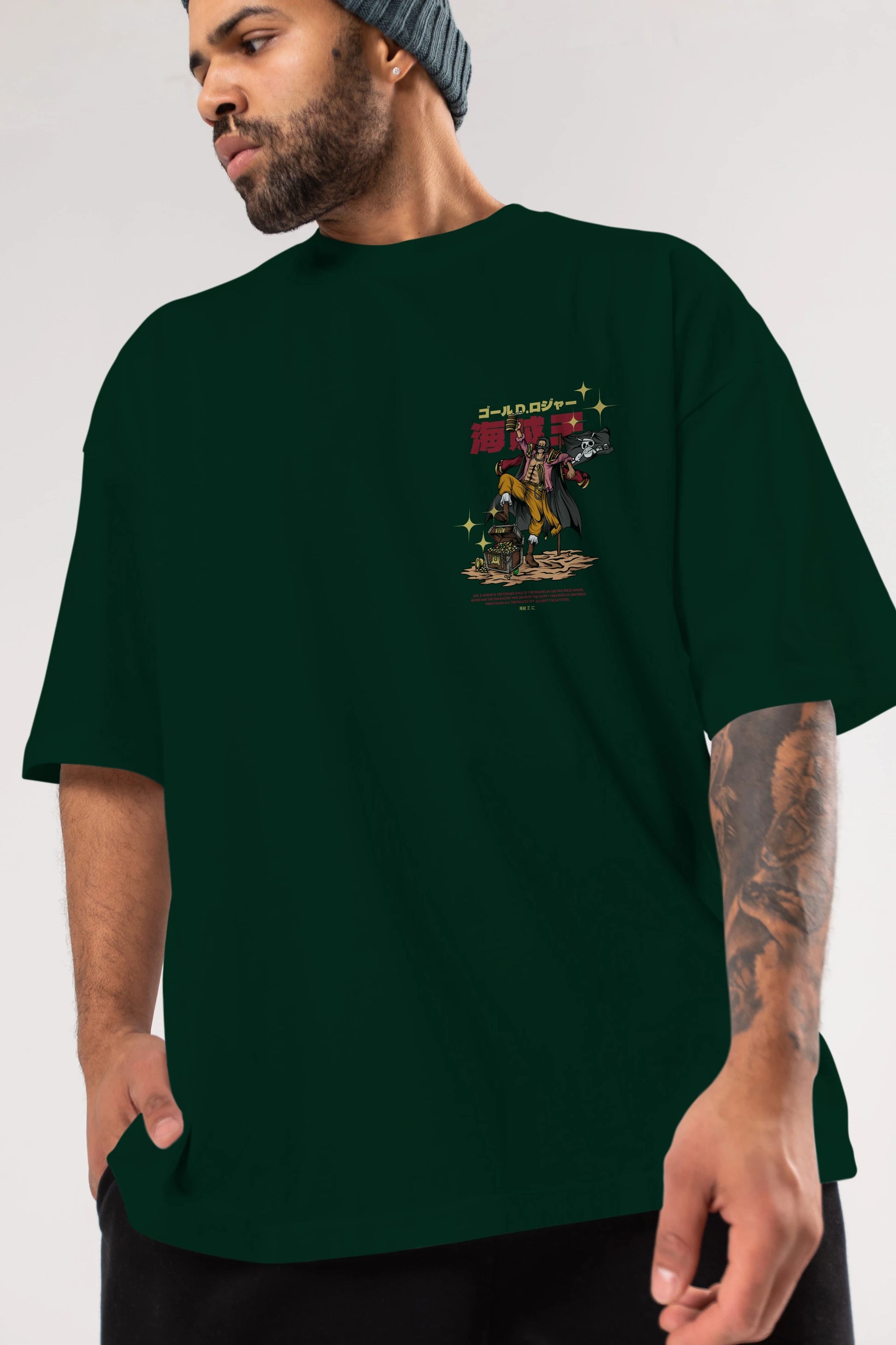 Roger Ön Sol Baskılı Oversize t-shirt Erkek Kadın Unisex %100 Pamuk Bisiklet Yaka tişort