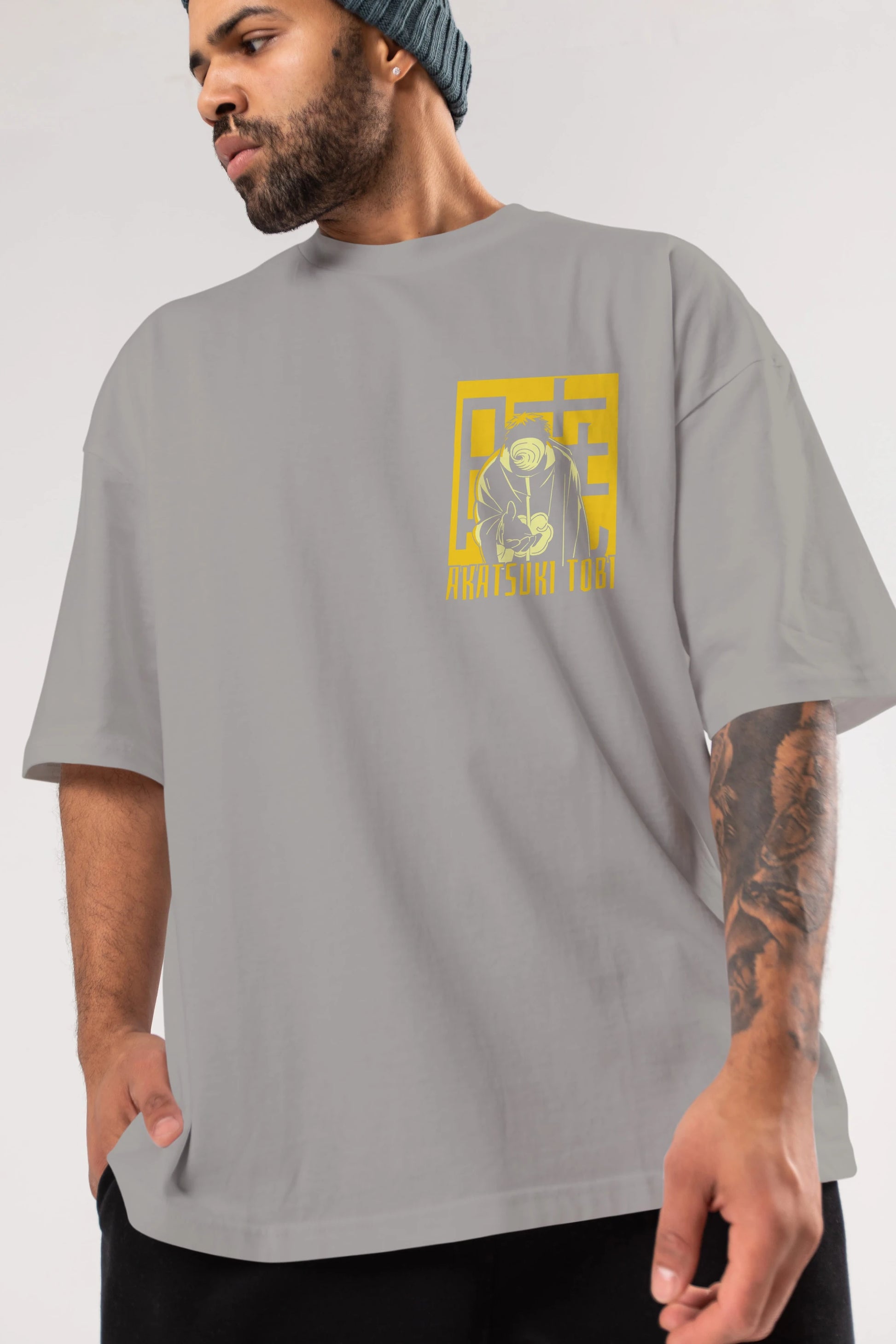 AKATSUKI OBITO NARUTO Ön Sol Baskılı Oversize t-shirt Erkek Kadın Unisex %100 Pamuk Bisiklet Yaka tişort