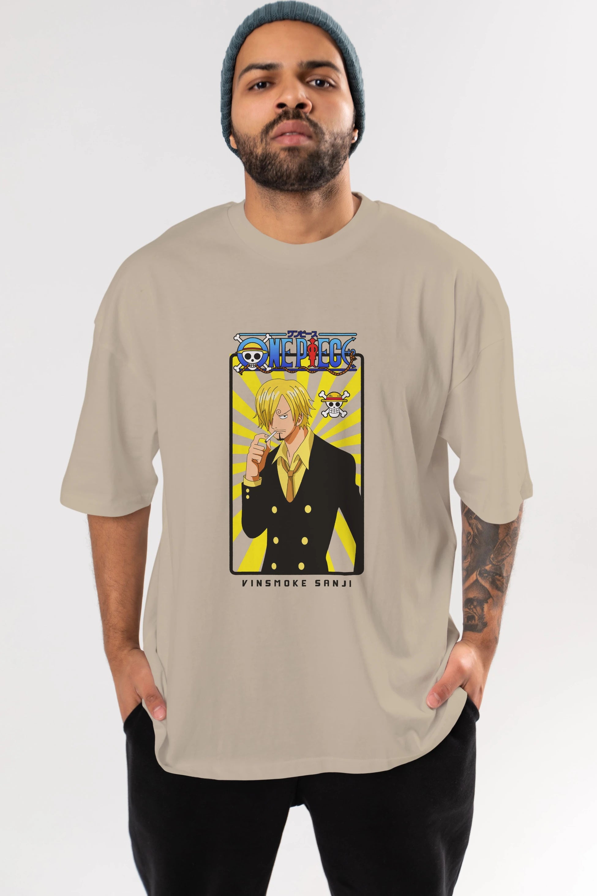 Sanji 4 Anime Ön Baskılı Oversize t-shirt Erkek Kadın Unisex
