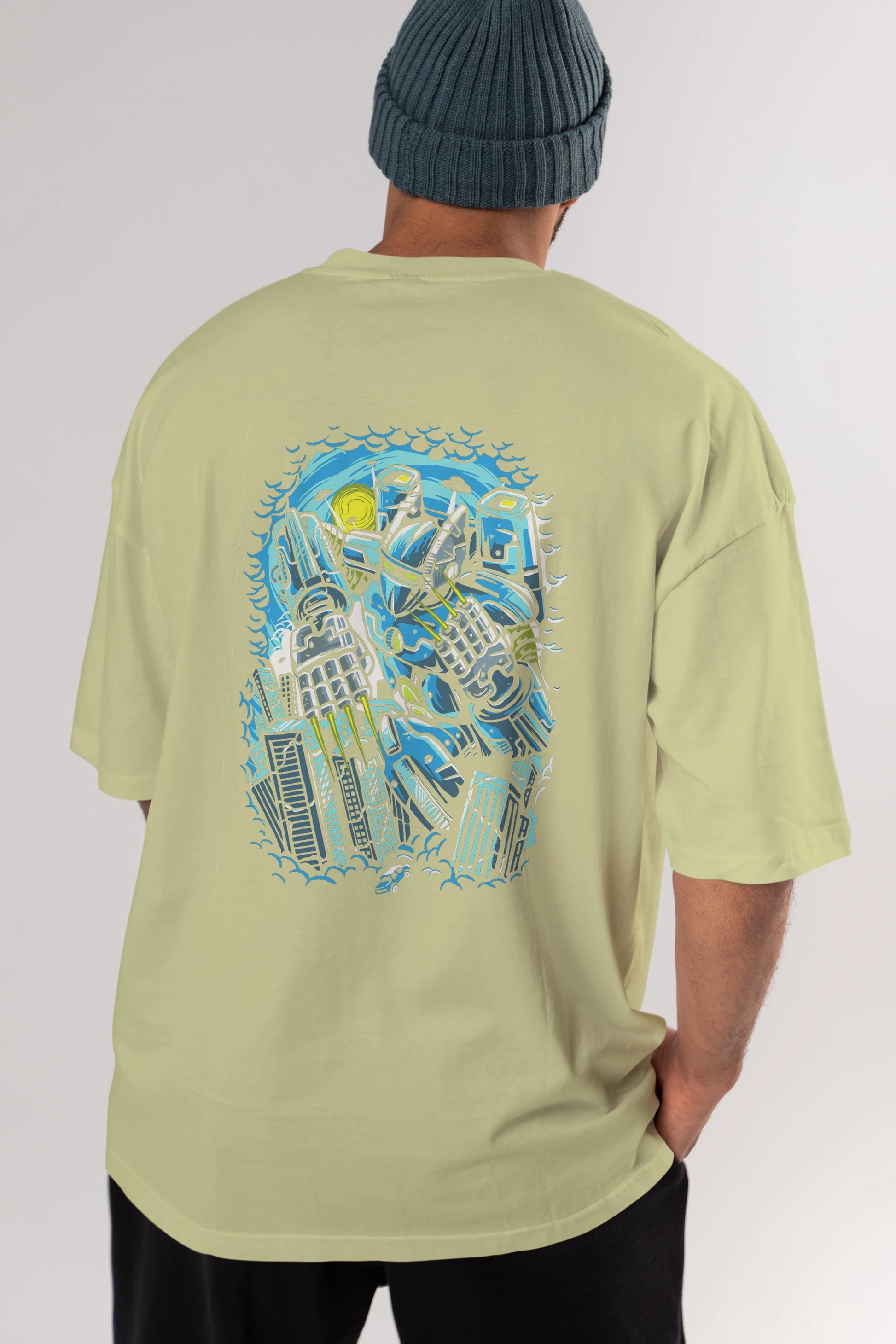 Destroy The City Arka Baskılı Oversize t-shirt Erkek Kadın Unisex %100 Pamuk