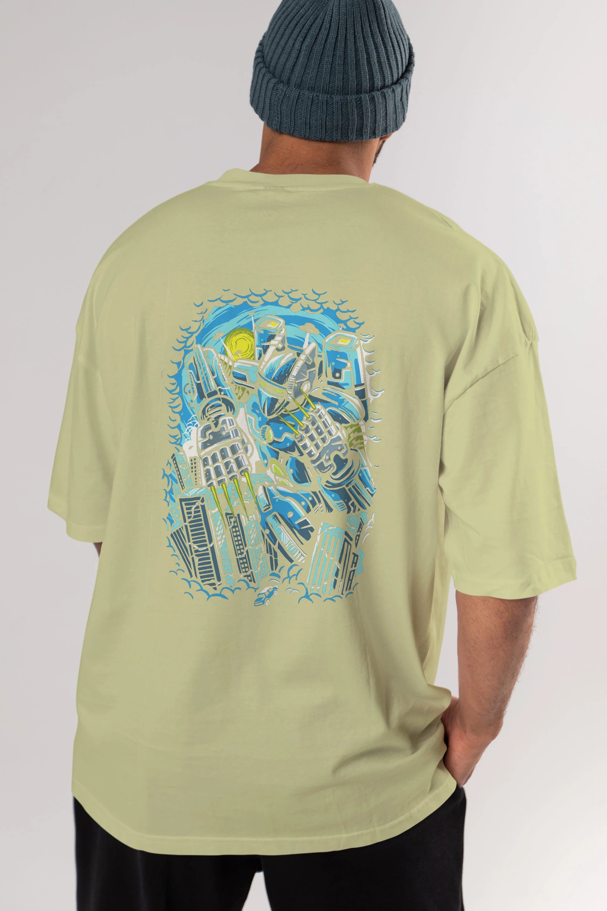 Destroy The City Arka Baskılı Oversize t-shirt Erkek Kadın Unisex %100 Pamuk