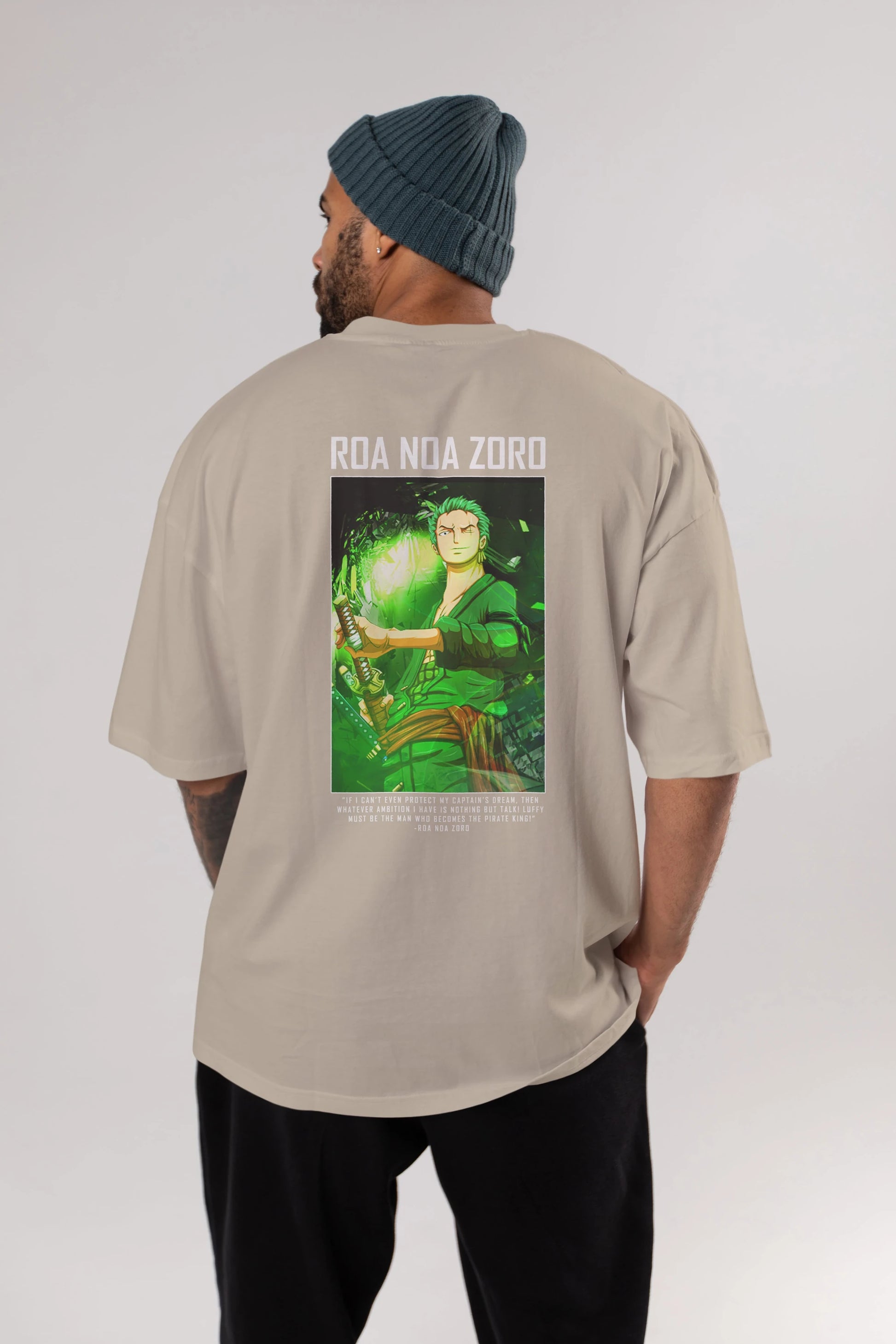 Roronoa Zoro 5 Anime Arka Baskılı Oversize t-shirt Erkek Kadın Unisex %100 pamuk tişort
