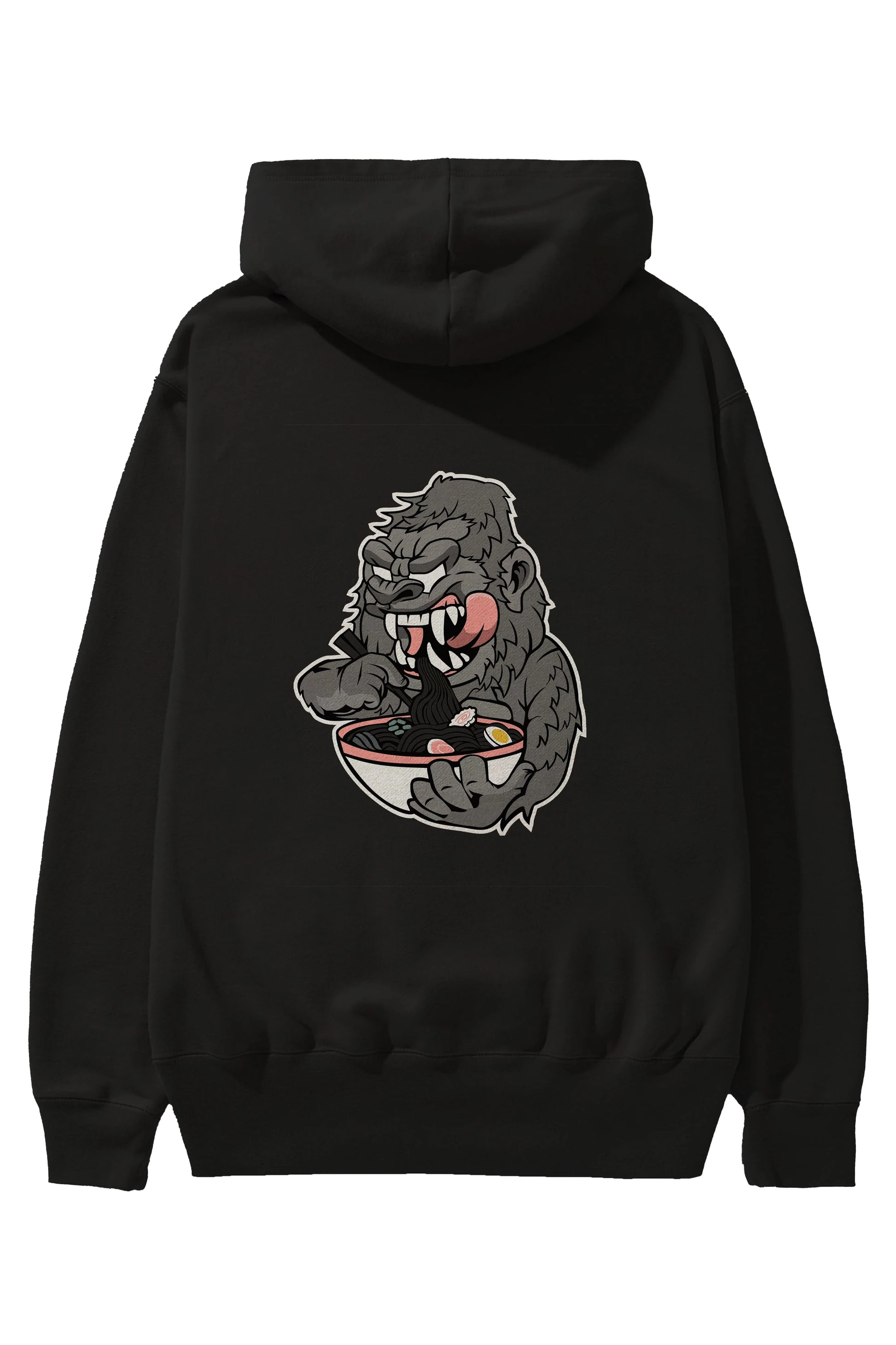 Big Gorilla Ramen Arka Baskılı Hoodie Oversize Kapüşonlu Sweatshirt Erkek Kadın Unisex