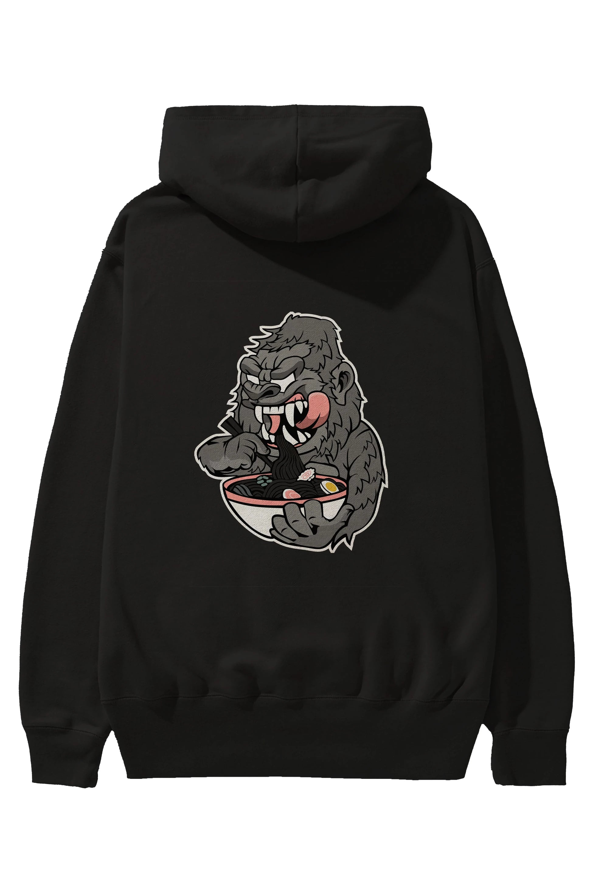 Big Gorilla Ramen Arka Baskılı Hoodie Oversize Kapüşonlu Sweatshirt Erkek Kadın Unisex