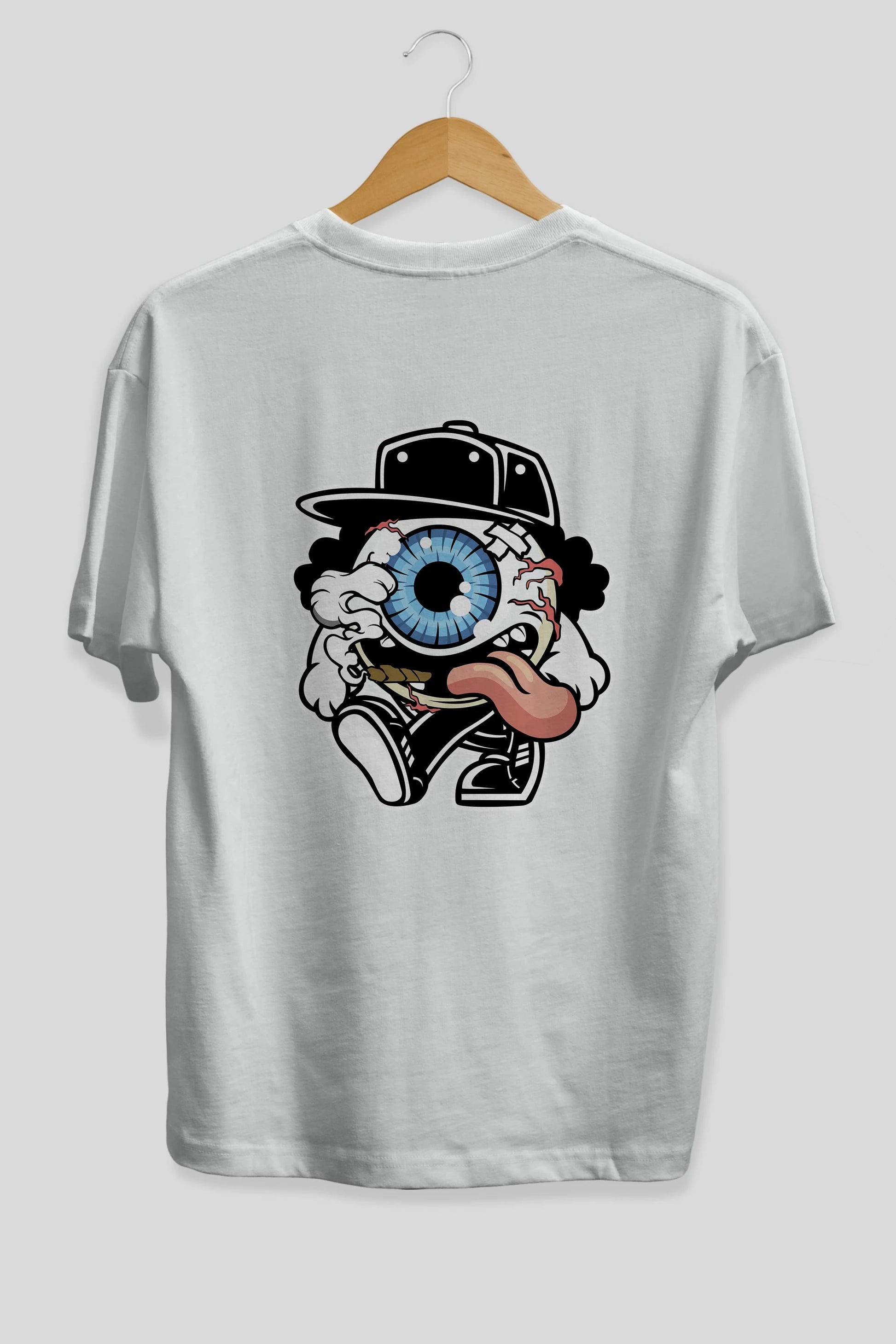 Eyeball Arka Baskılı Oversize t-shirt Erkek Kadın Unisex %100 Pamuk tişort