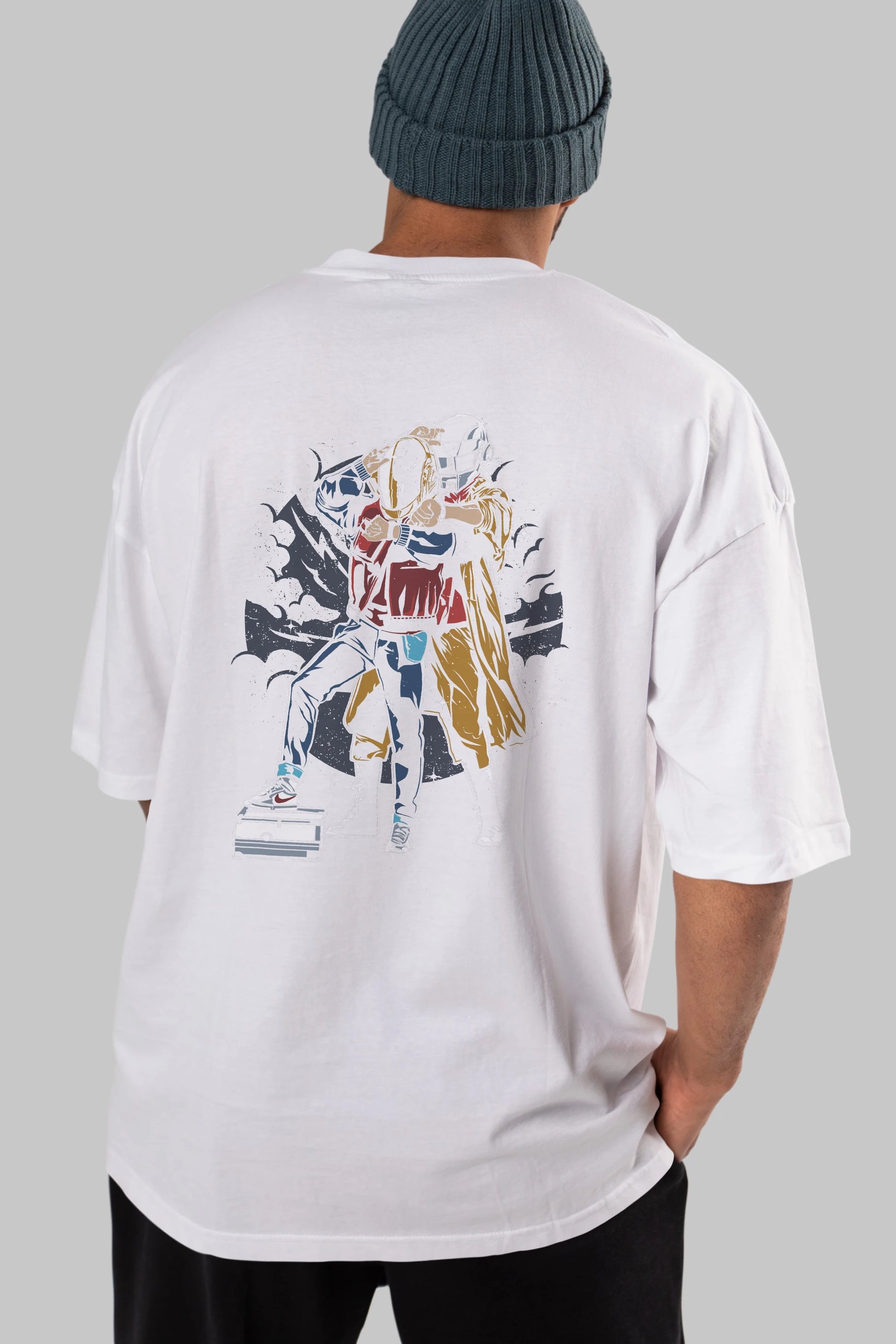 Back To The Beat Arka Baskılı Oversize t-shirt Erkek Kadın Unisex %100 Pamuk
