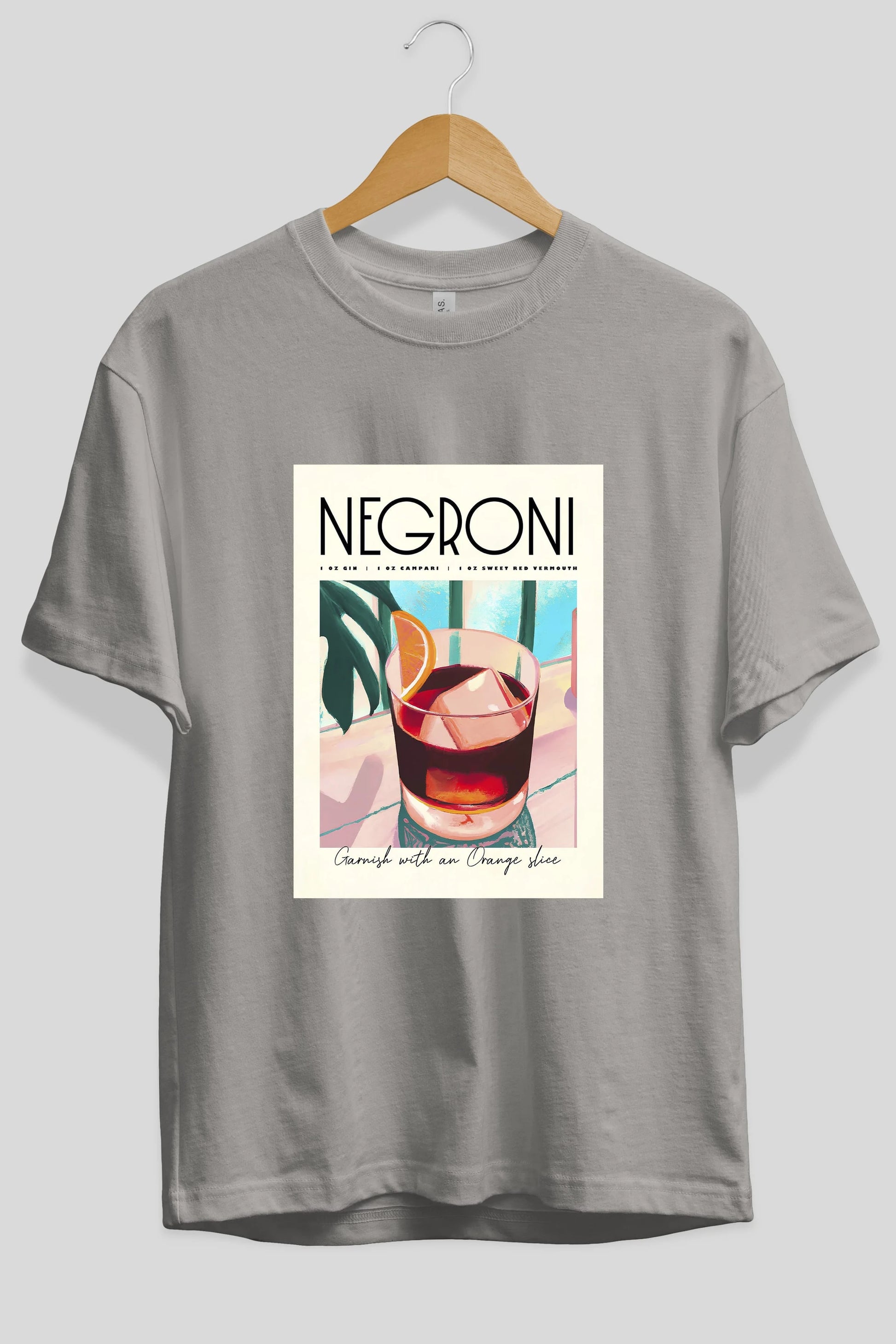 Negroni 4 Ön Baskılı Oversize t-shirt Erkek Kadın Unisex %100 Pamuk Bisiklet Yaka tişort