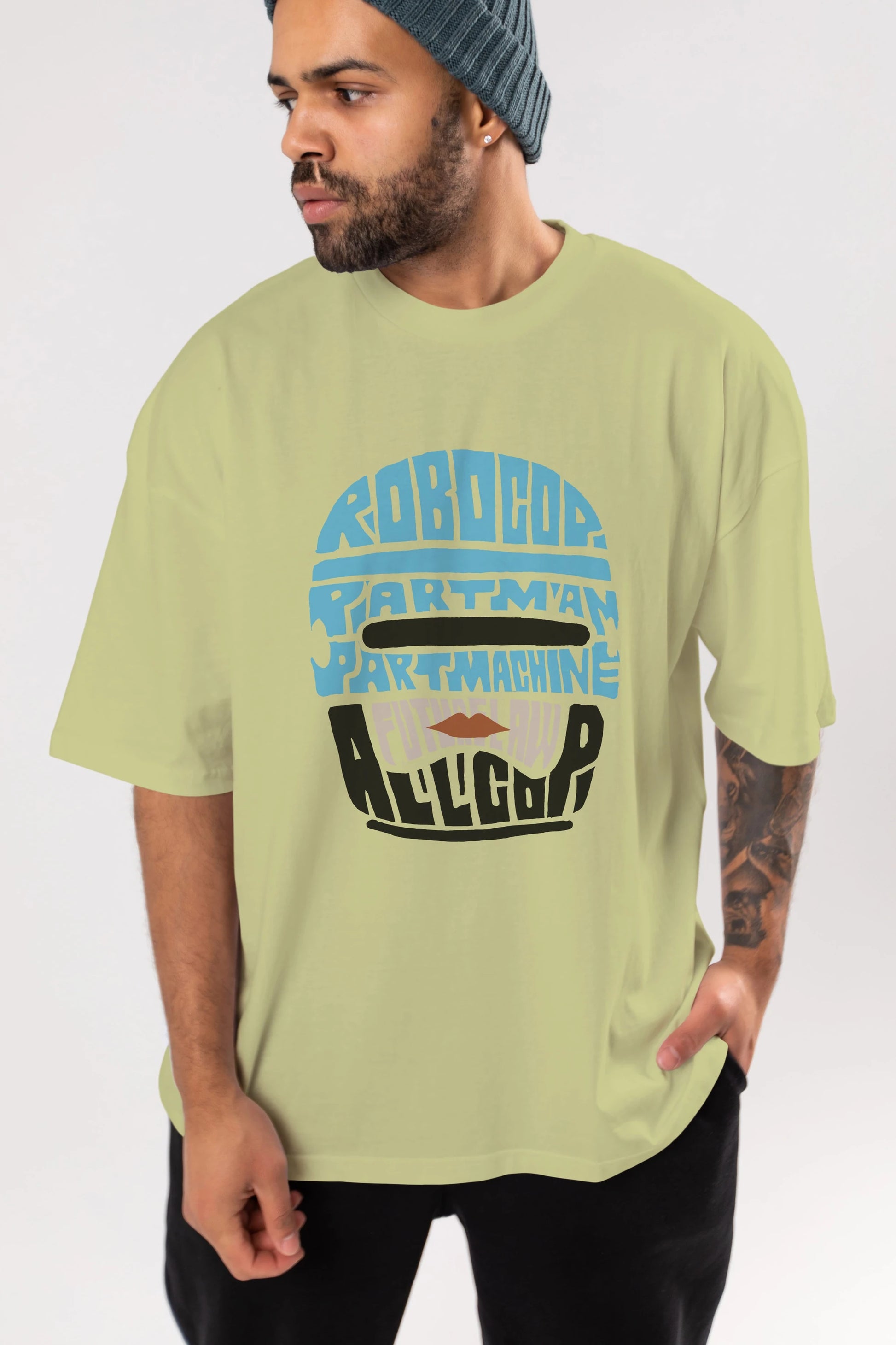 Robocop Ön Baskılı Oversize t-shirt %100 pamuk Erkek Kadın Unisex