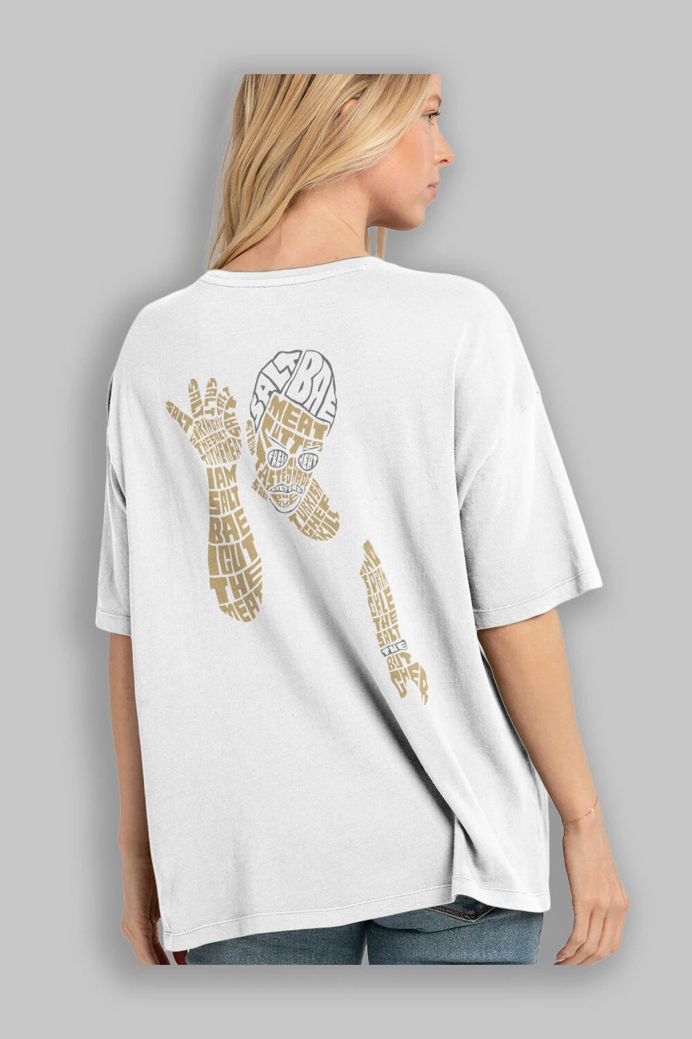 Salt Bae Arka Baskılı Oversize t-shirt %100 pamuk Erkek Kadın Unisex