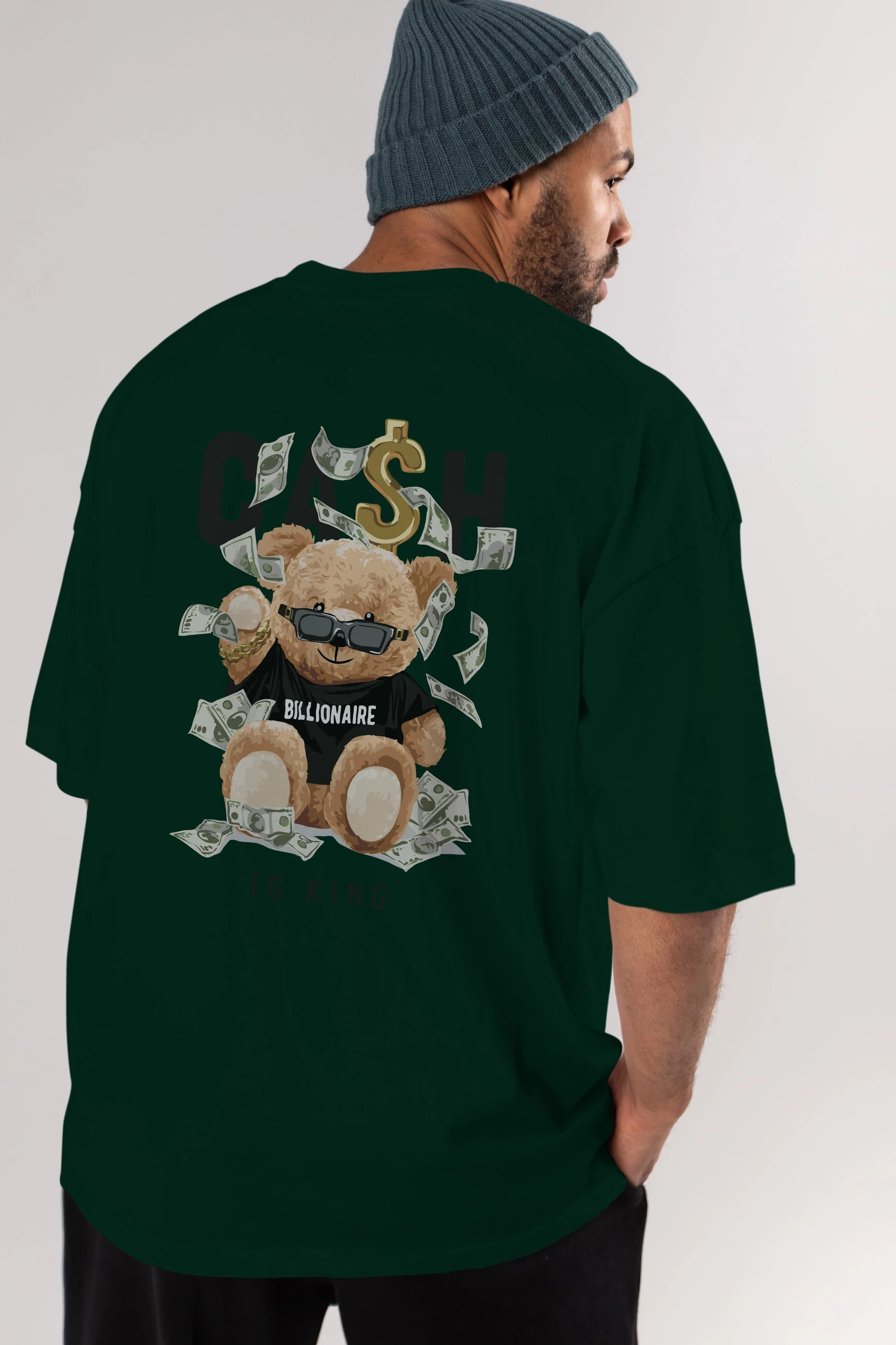 Teddy Bear Billionaire Arka Baskılı Oversize t-shirt Erkek Kadın Unisex %100 Pamuk