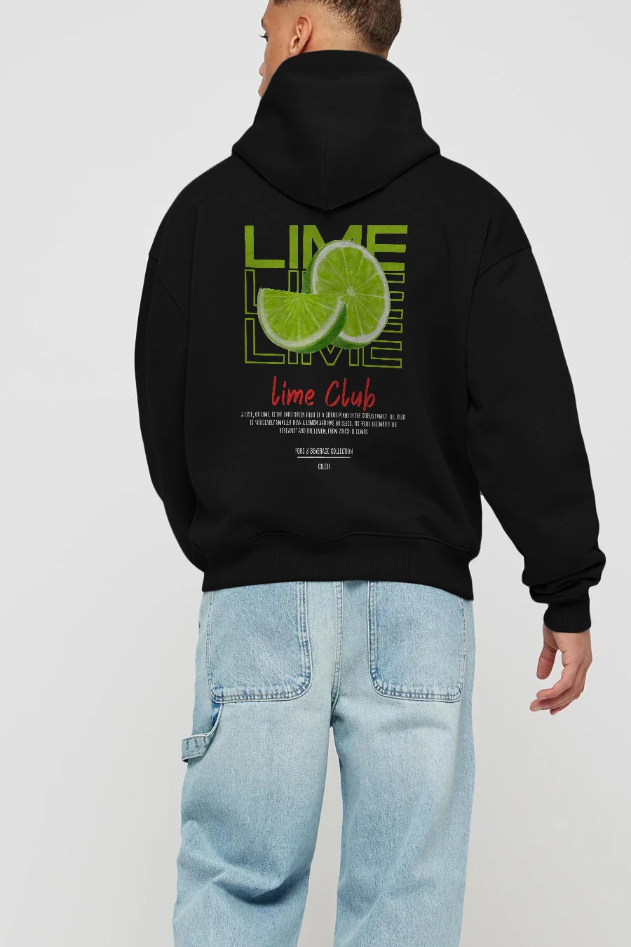 Lime Kokteyl Arka Baskılı Hoodie Oversize Kapüşonlu Sweatshirt Erkek Kadın