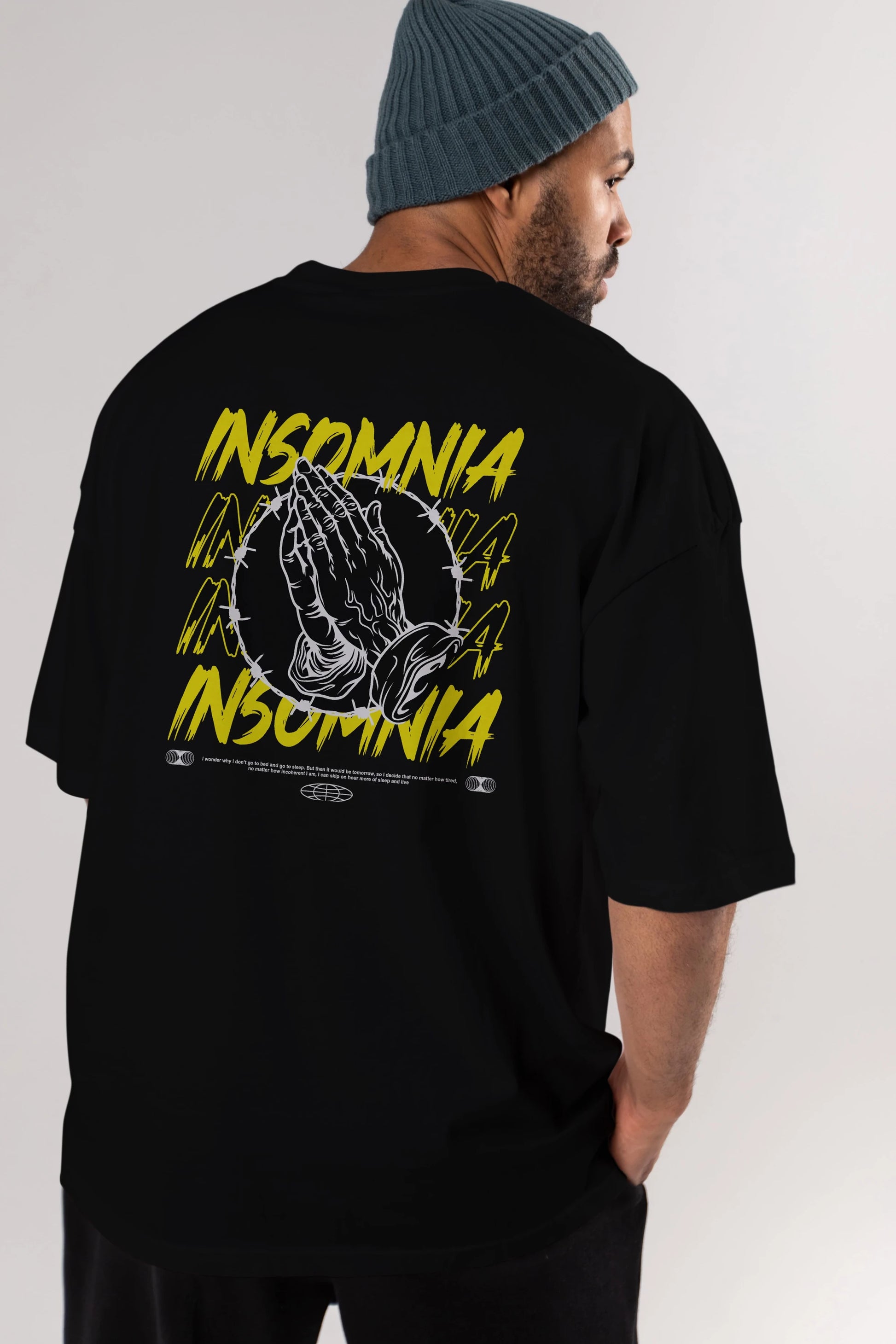 Insomnia Streetwear Arka Baskılı Oversize t-shirt Erkek Kadın Unisex