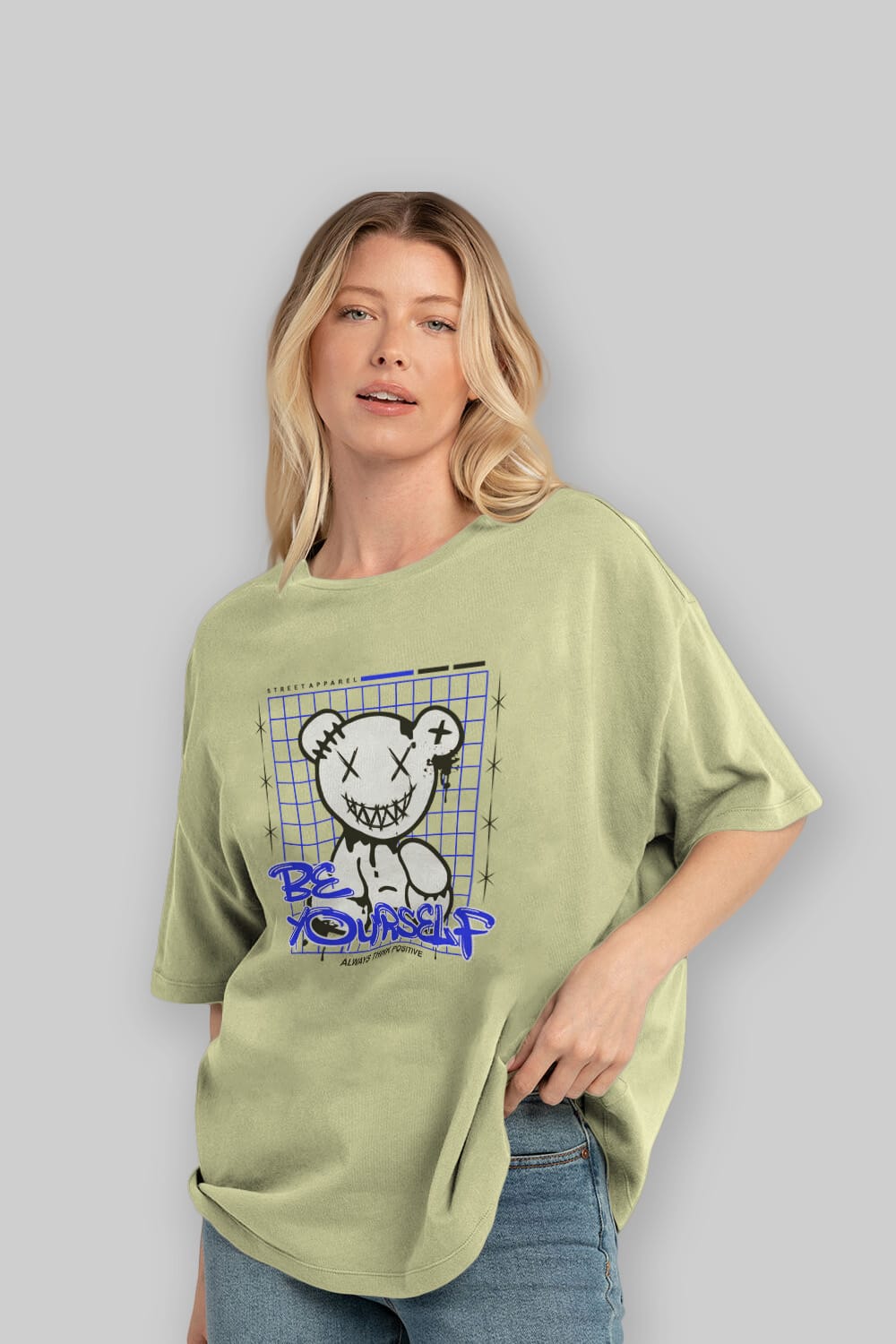 Teddy Bear Be Yourself Ön Baskılı Oversize t-shirt Erkek Kadın Unisex