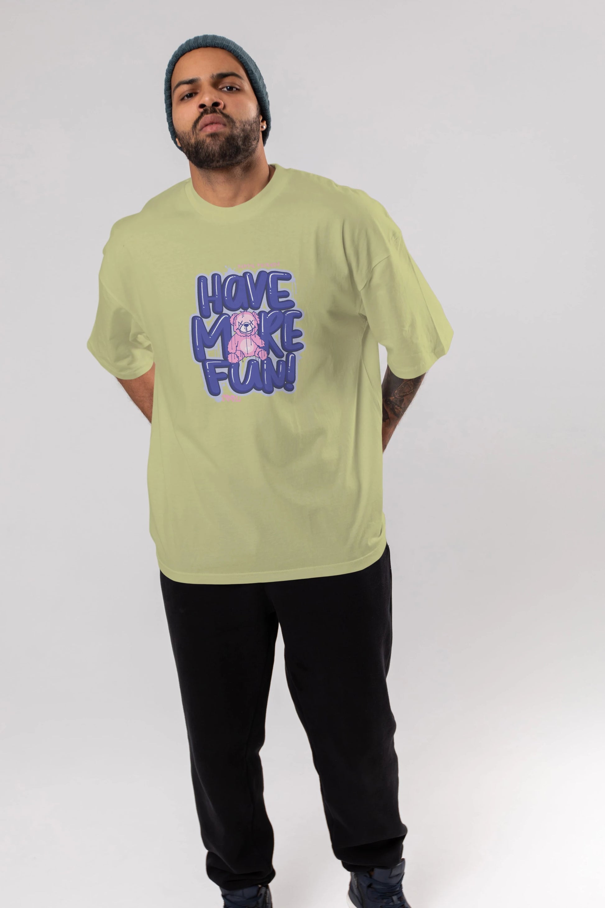 Have More Fun Bear Ön Baskılı Oversize t-shirt Erkek Kadın Unisex