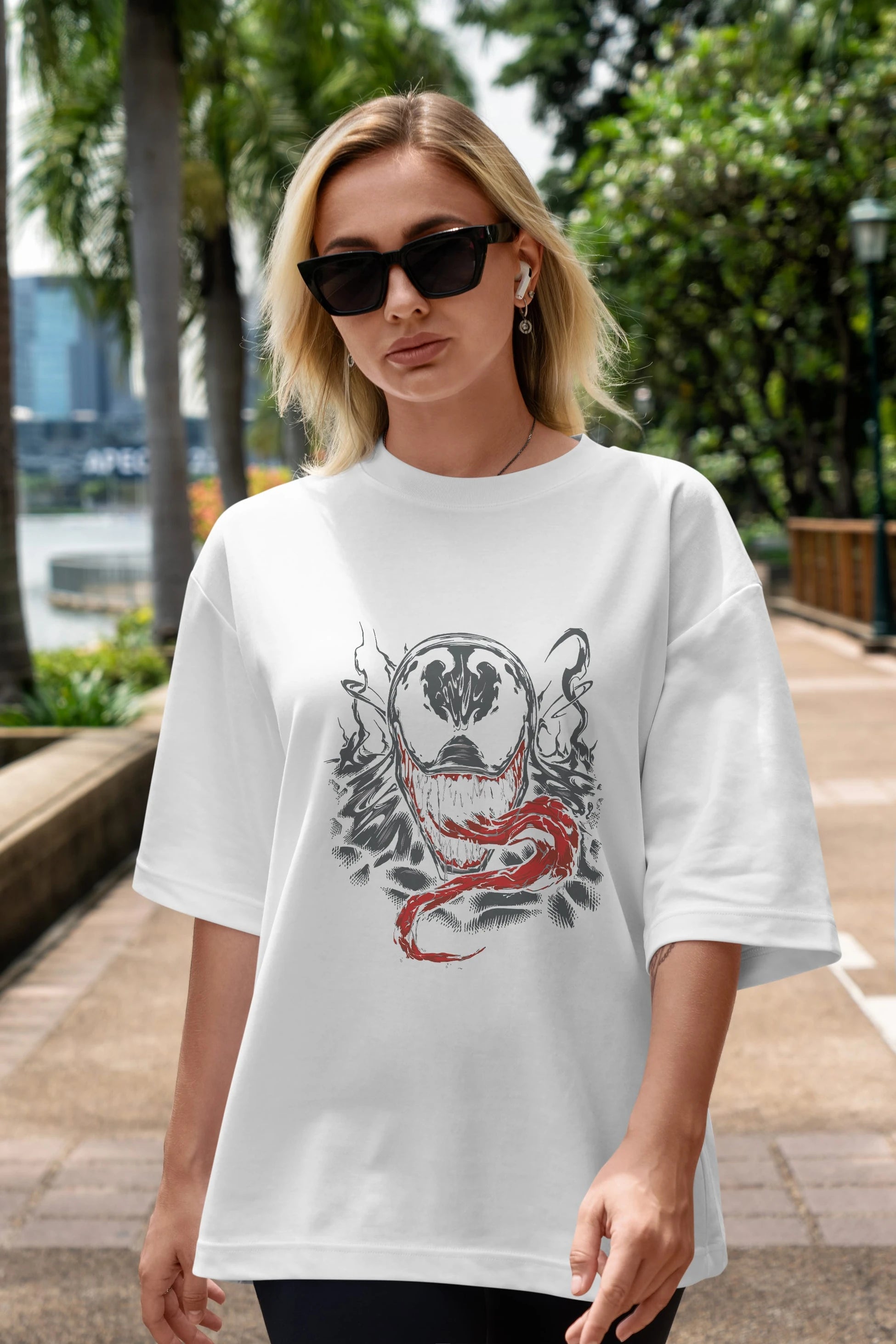 Venom (18) Ön Baskılı Oversize t-shirt Erkek Kadın Unisex %100 Pamuk Bisiklet Yaka tişort