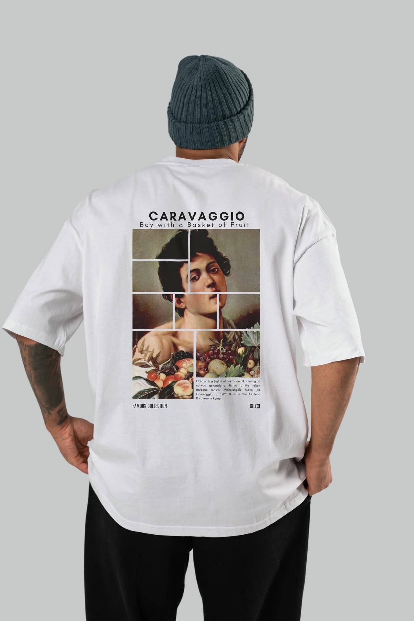 Caravaggio Boy Arka Baskılı Oversize t-shirt Erkek Kadın Bisiklet Yaka Pamuk tişort