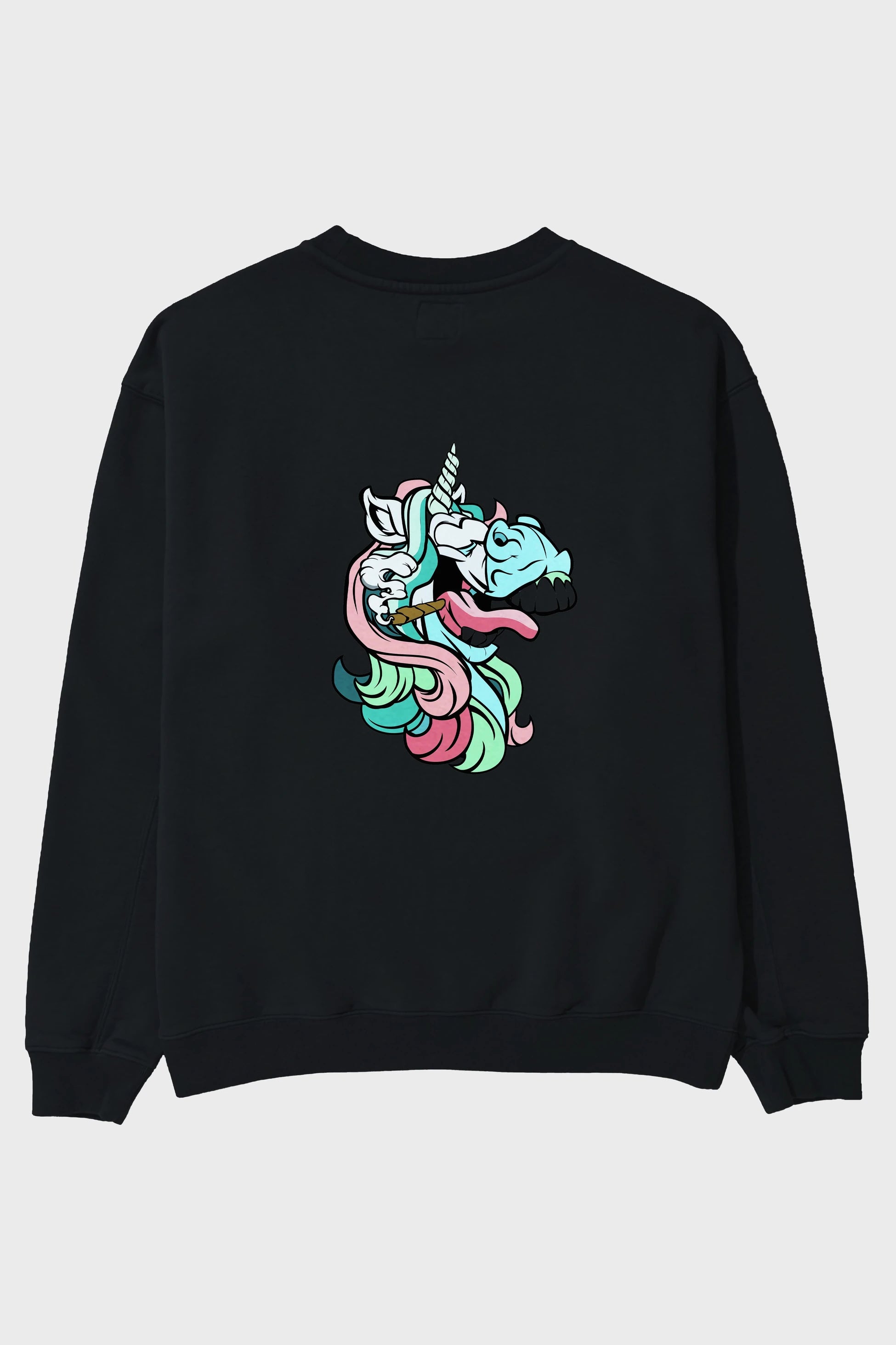 Crazy Unicorn Arka Baskılı Oversize Sweatshirt Erkek Kadın Unisex