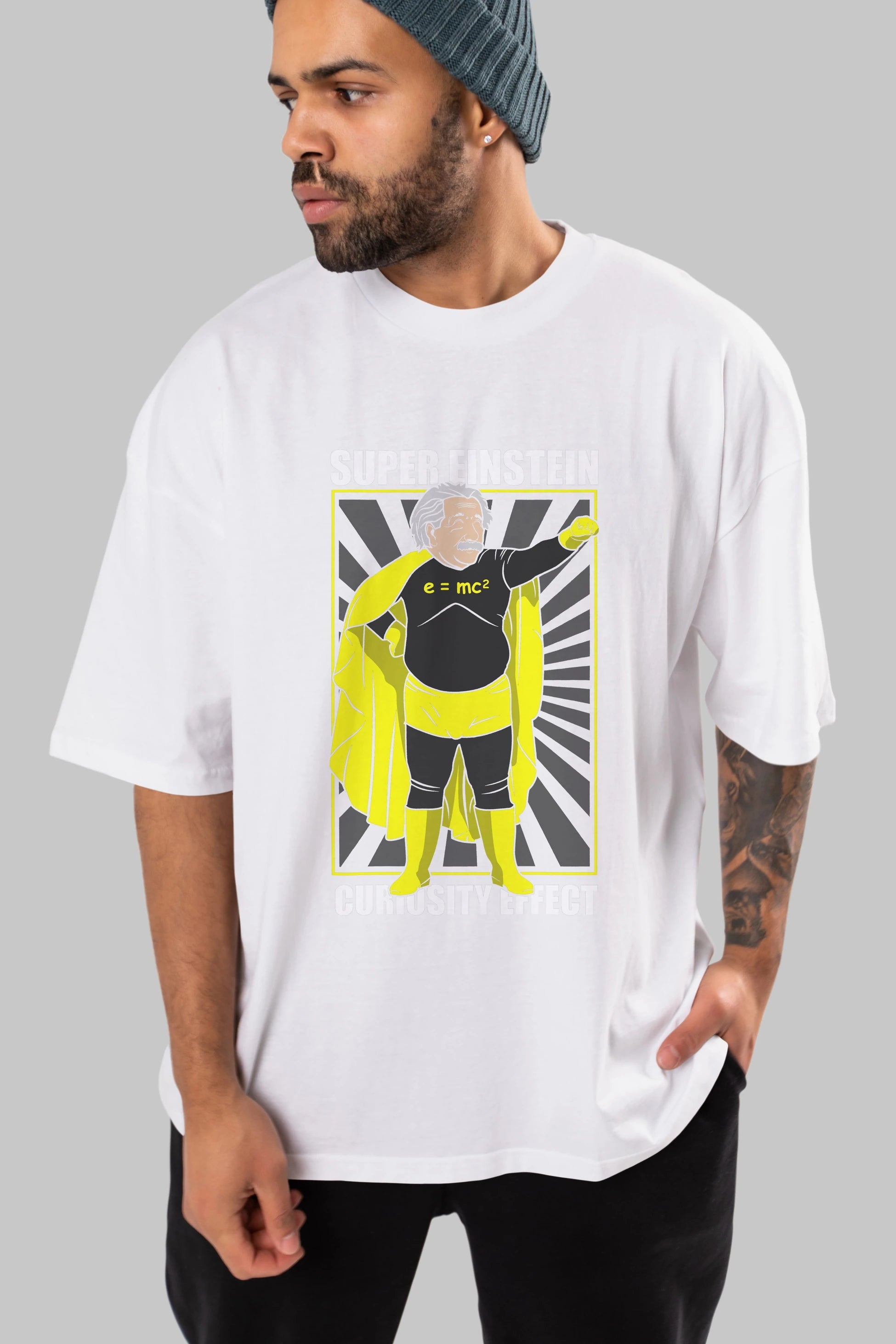Super Einsten Ön Baskılı Oversize t-shirt Erkek Kadın Unisex %100 Pamuk tişort