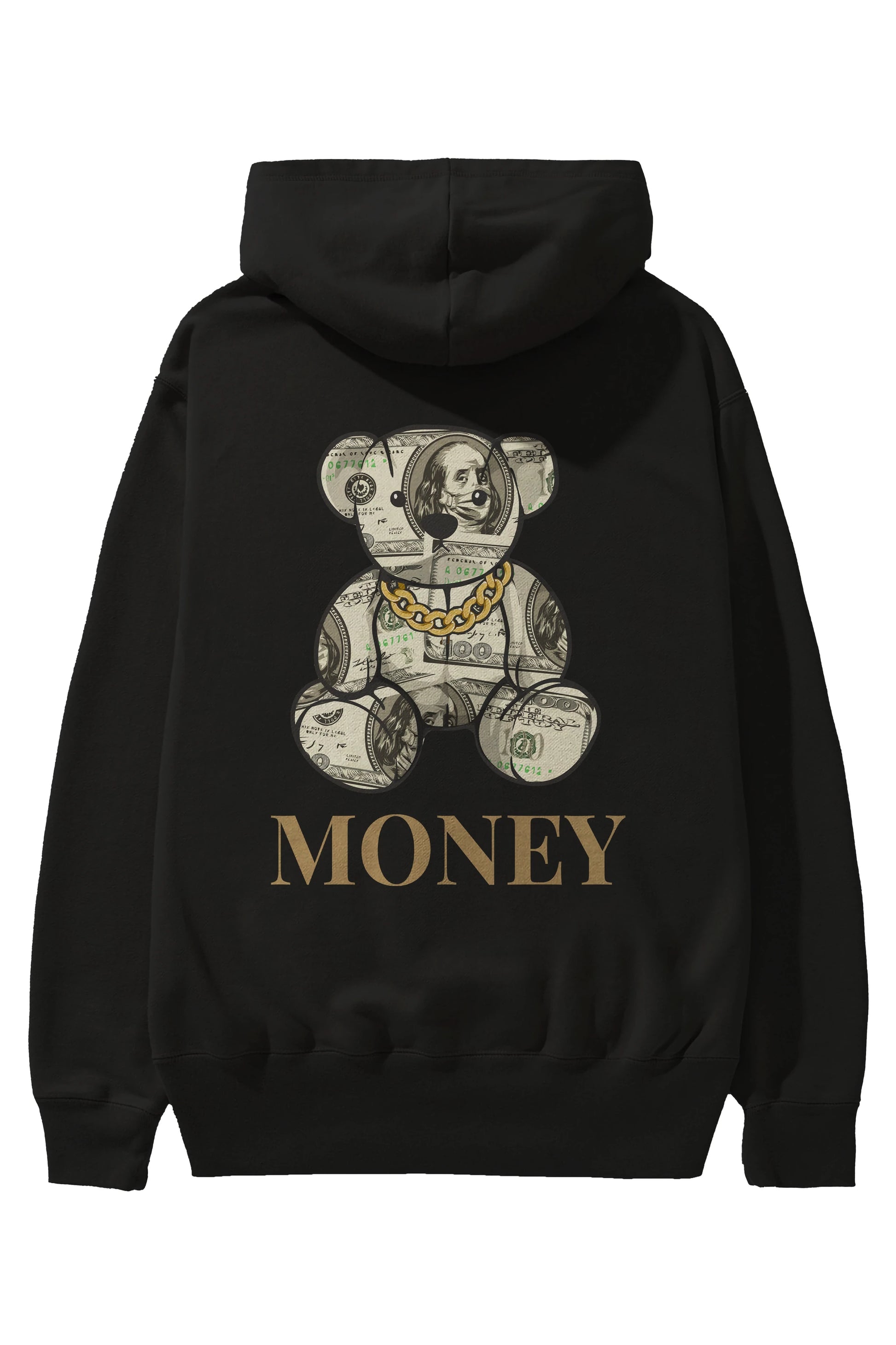 Teddy Bear Money Arka Baskılı Hoodie Oversize Kapüşonlu Sweatshirt Erkek Kadın Unisex