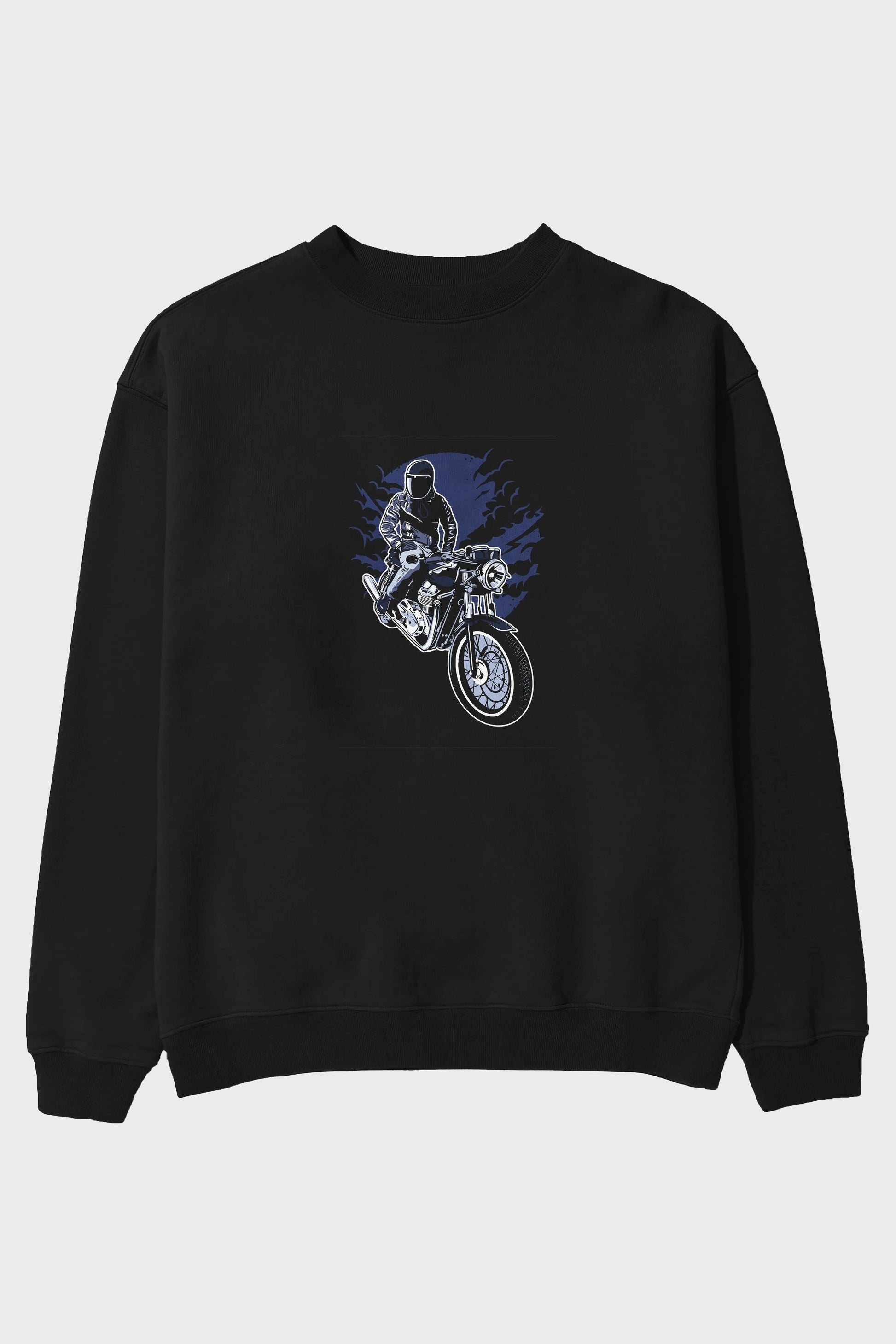 Night Rider Ön Baskılı Oversize Sweatshirt Erkek Kadın Unisex