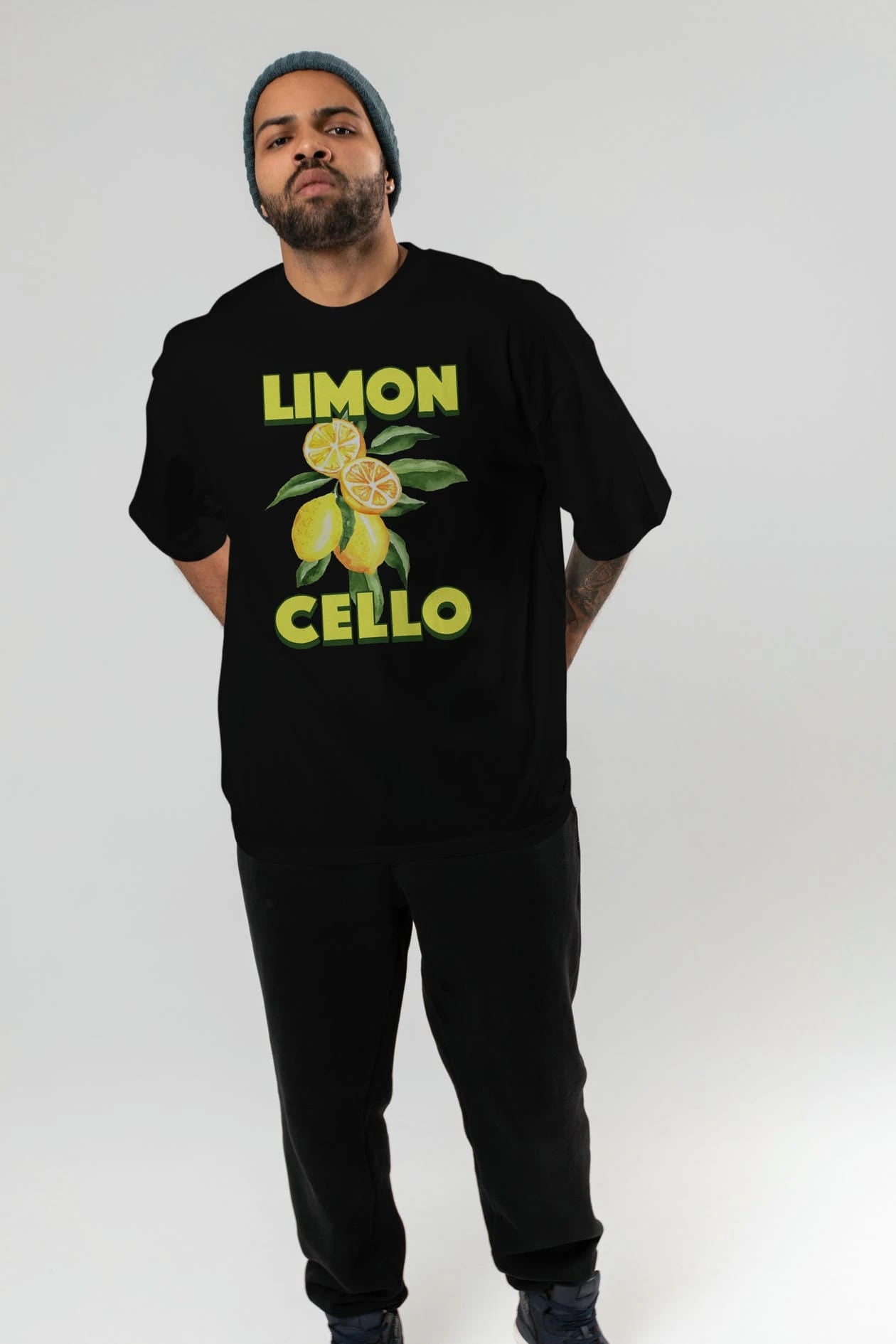 Limoncello Lemon Ön Baskılı Oversize t-shirt Erkek Kadın Pamuk Bisiklet Yaka tişort