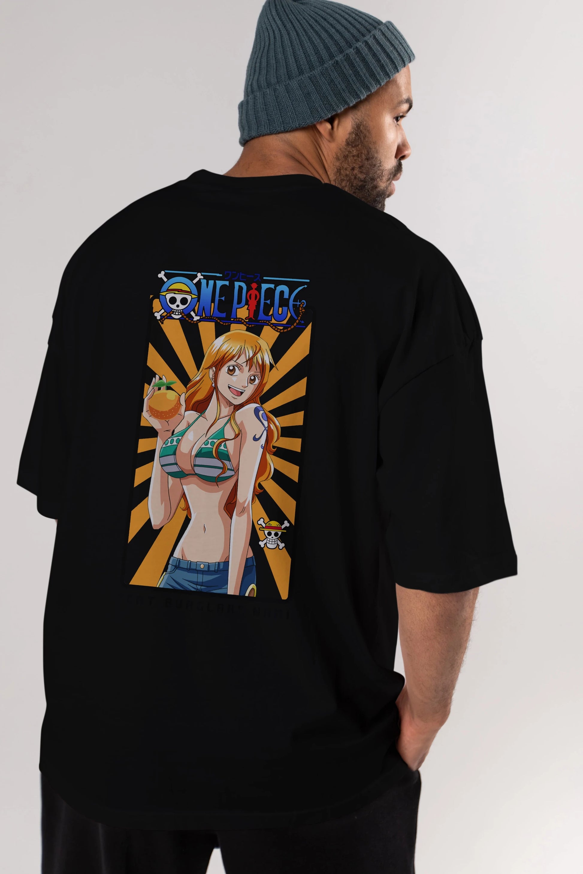 Nami Anime Arka Baskılı Oversize t-shirt Erkek Kadın Unisex %100 pamuk tişort