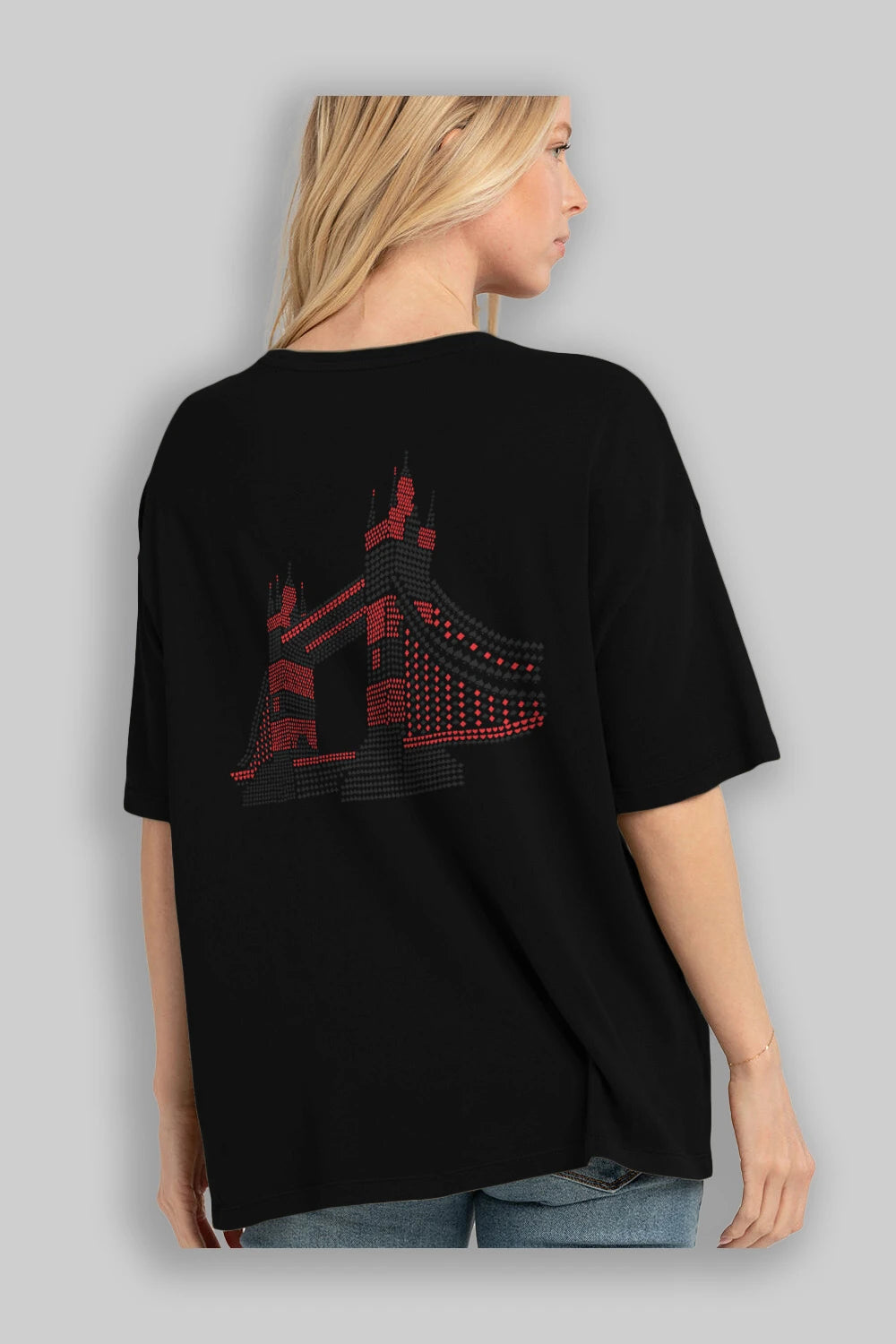 The Bridge Arka Baskılı Oversize t-shirt %100 pamuk Erkek Kadın Unisex
