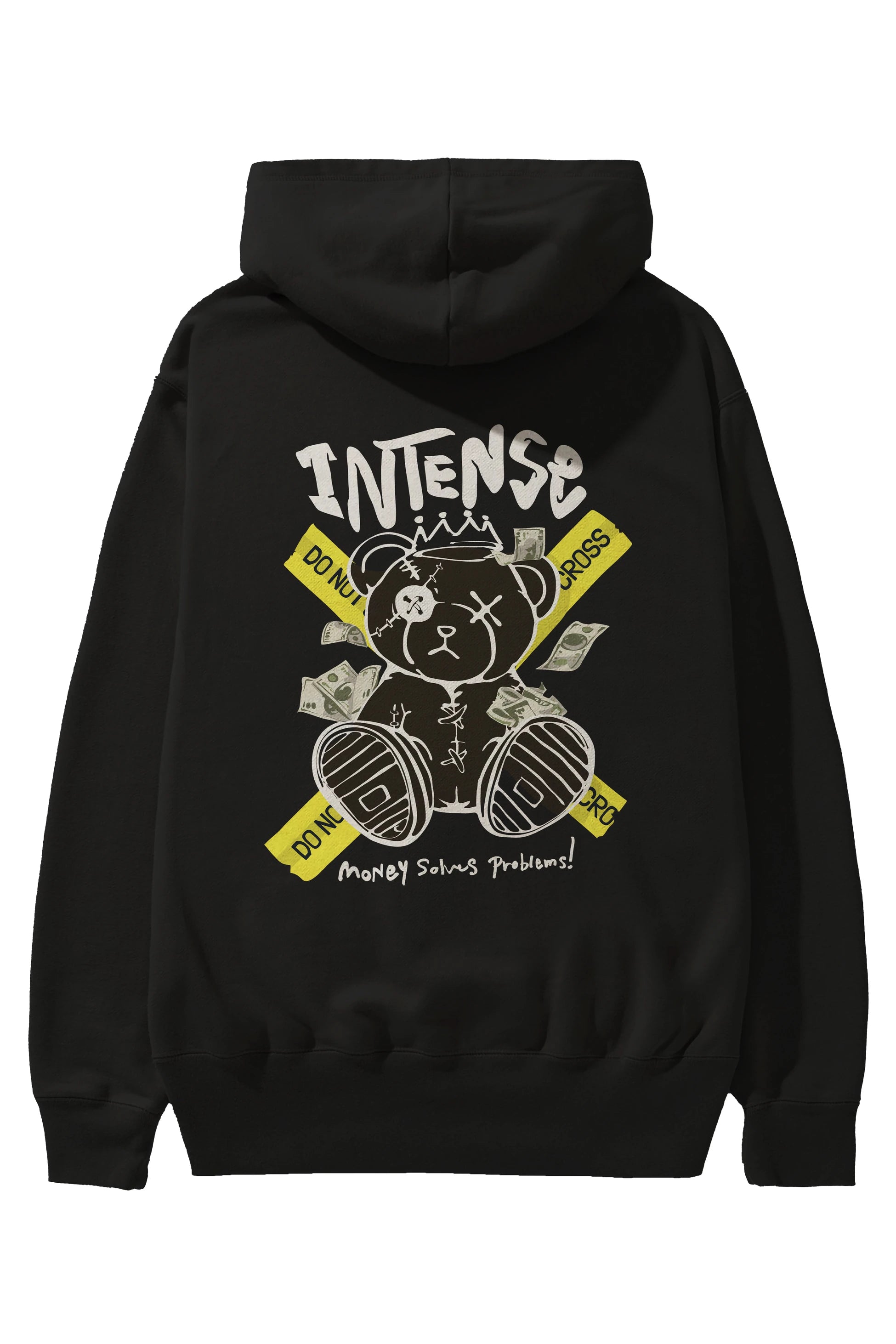 Teddy Bear intense Arka Baskılı Hoodie Oversize Kapüşonlu Sweatshirt Erkek Kadın Unisex