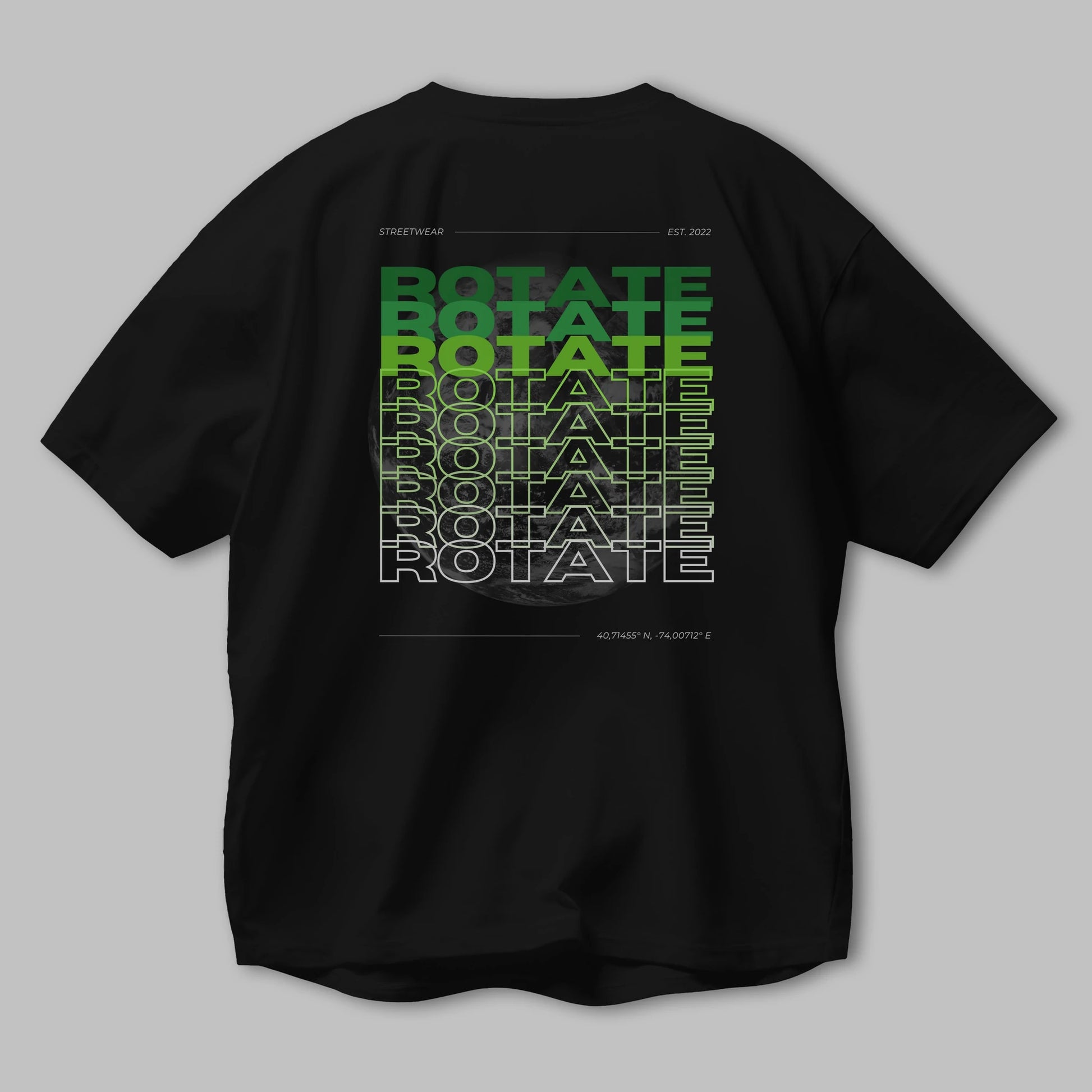 Rotate Yazılı Arka Baskılı Oversize t-shirt Erkek Kadın Unisex