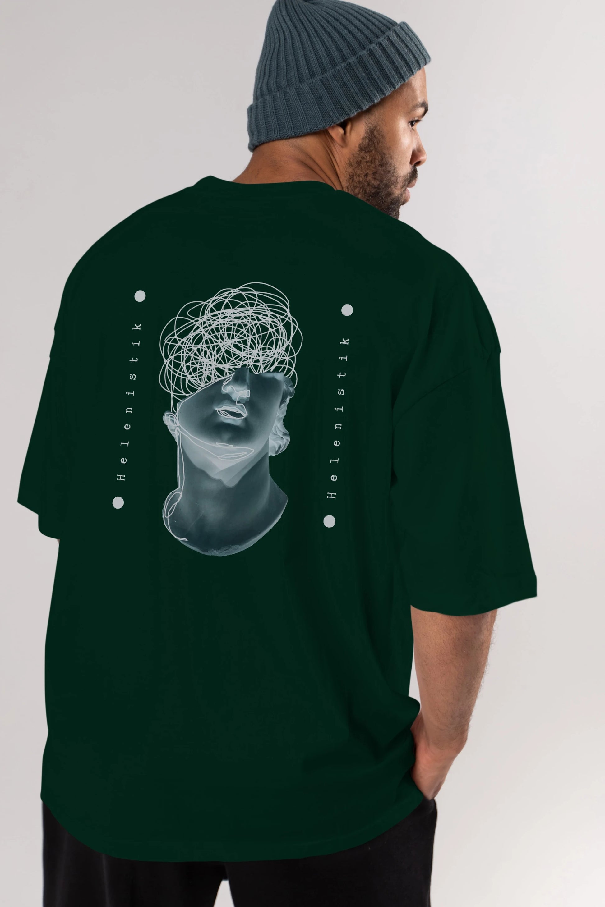 Heykel 2 Arka Baskılı Oversize t-shirt Erkek Kadın Unisex