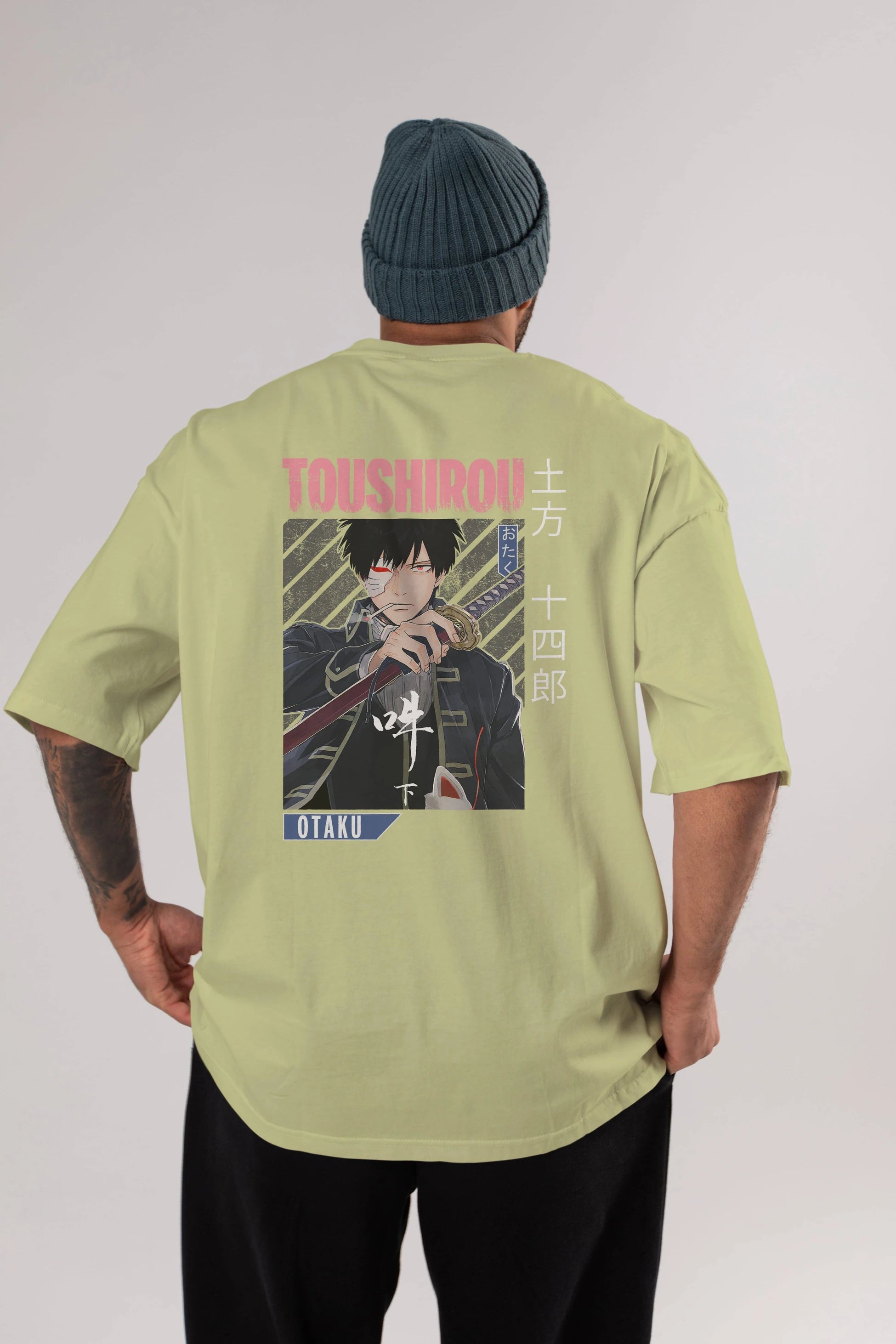 Toushirou Hijikata 1 Anime Arka Baskılı Oversize t-shirt Erkek Kadın Unisex