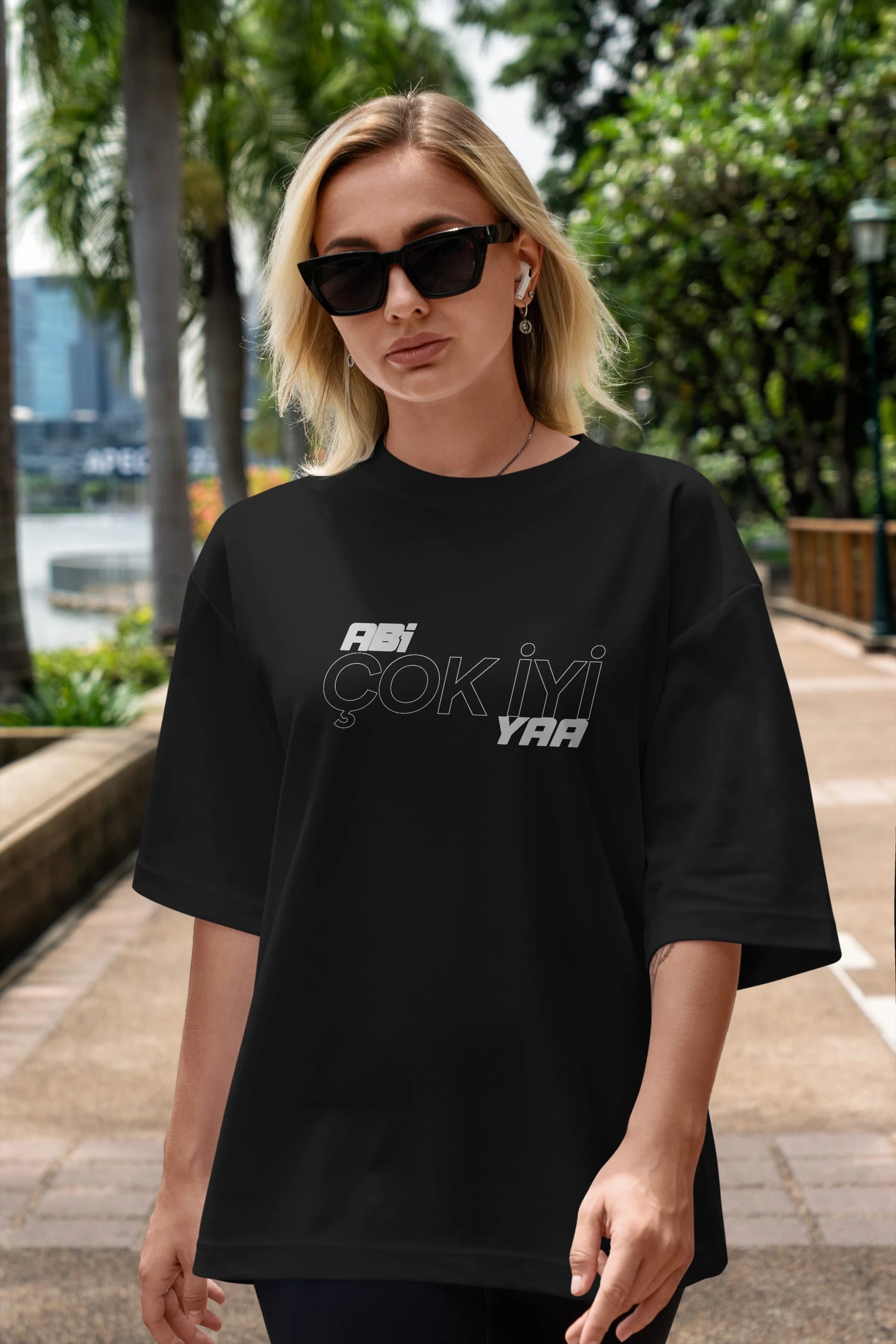 Abi Çok İyi Ya Ön Baskılı Oversize t-shirt %100 pamuk Erkek Kadın Unisex