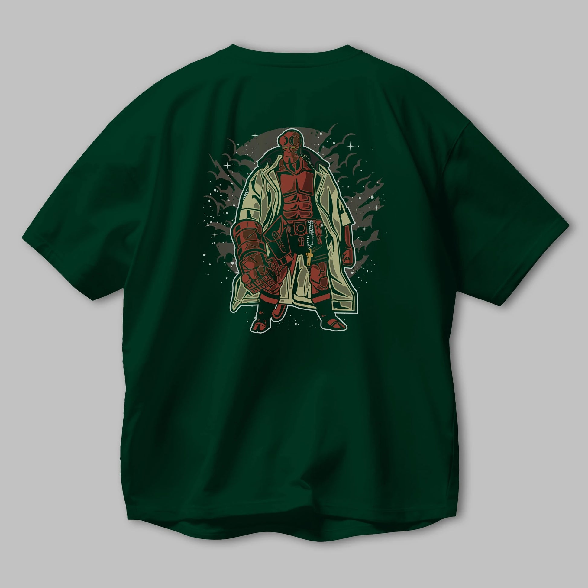 Hellboy Arka Baskılı Oversize t-shirt Erkek Kadın Unisex %100 Pamuk