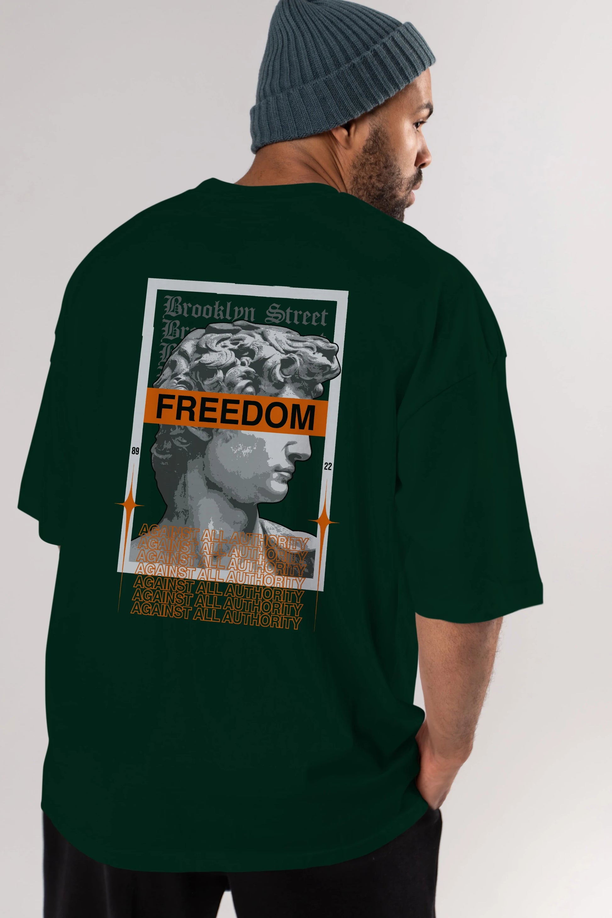 Brooklyn Street Arka Baskılı Oversize t-shirt Erkek Kadın Unisex