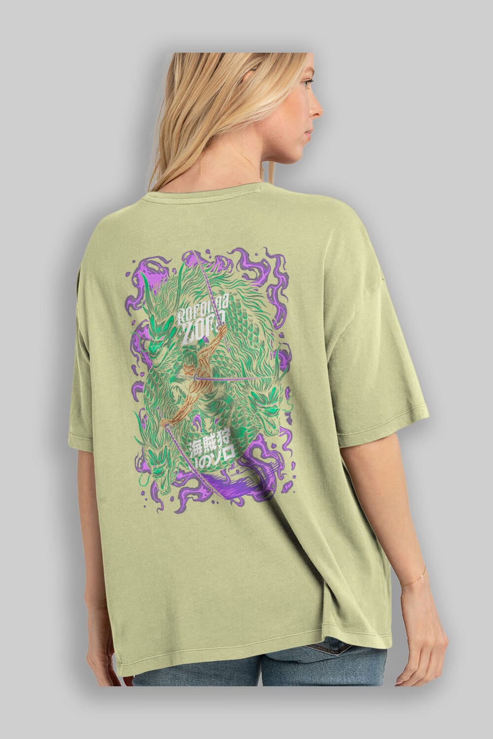 RORONOA ZORO 5 Anime Arka Baskılı Oversize t-shirt Erkek Kadın Unisex