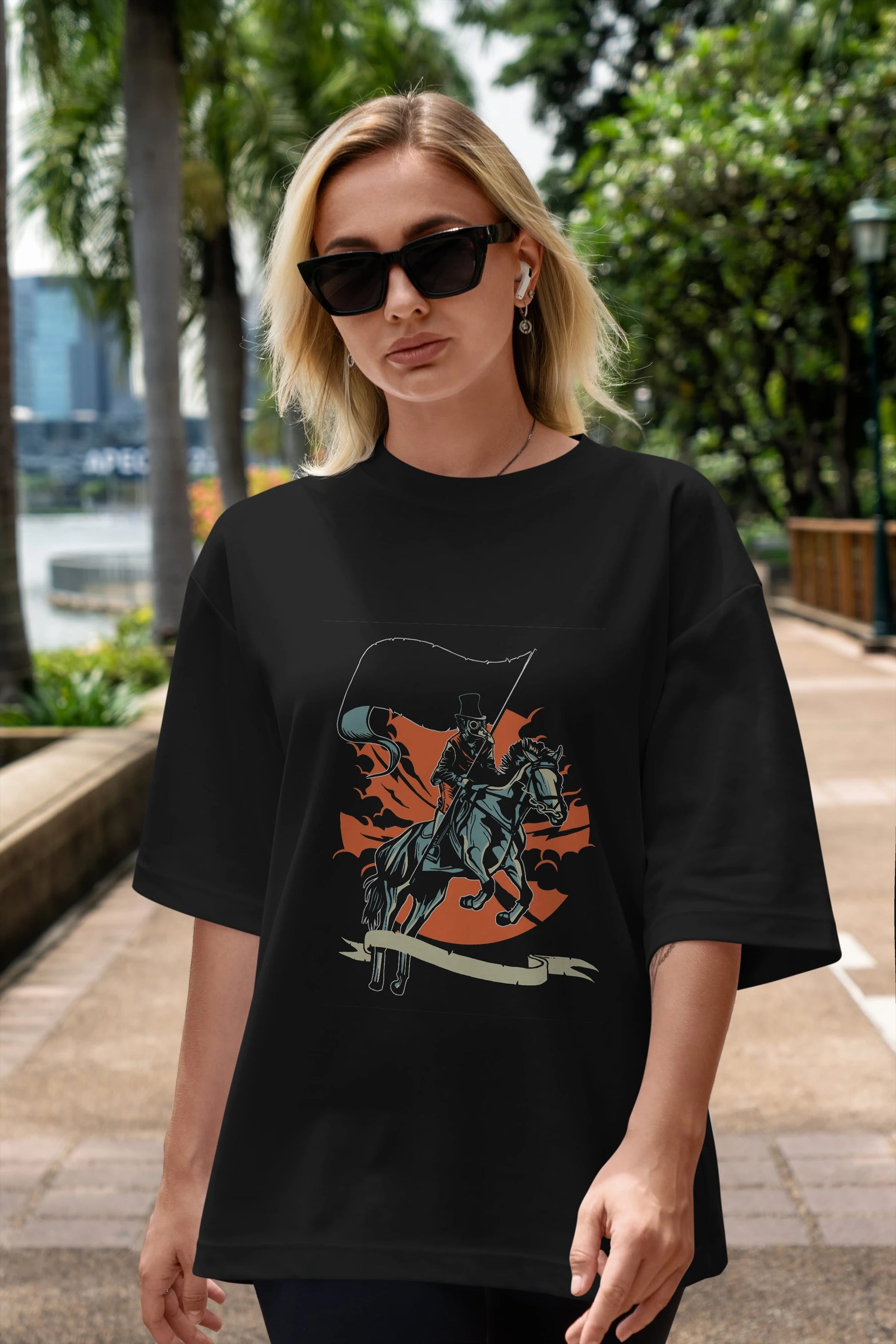 Plague Doctor Ön Baskılı Oversize t-shirt Erkek Kadın Unisex %100 Pamuk tişort