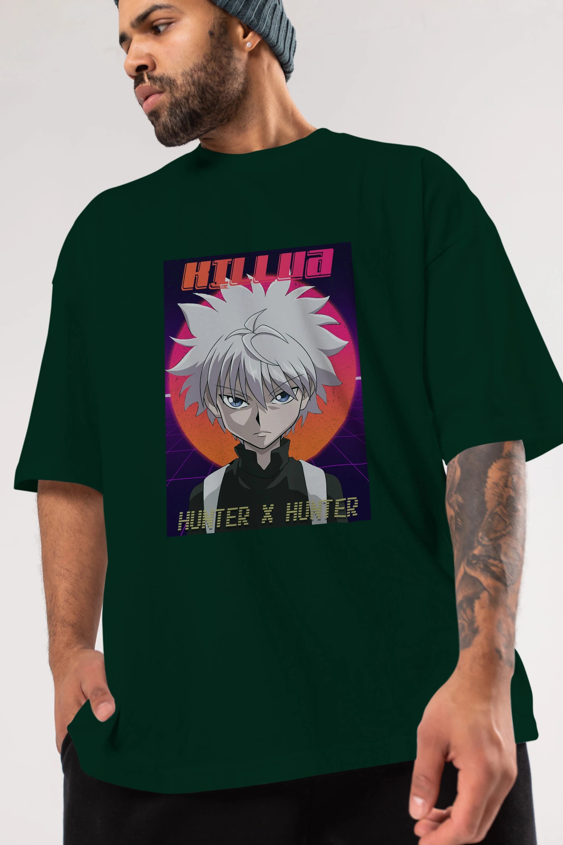Killua Zoldyck 12 1 Anime Ön Baskılı Oversize t-shirt %100 pamuk Erkek Kadın Unisex