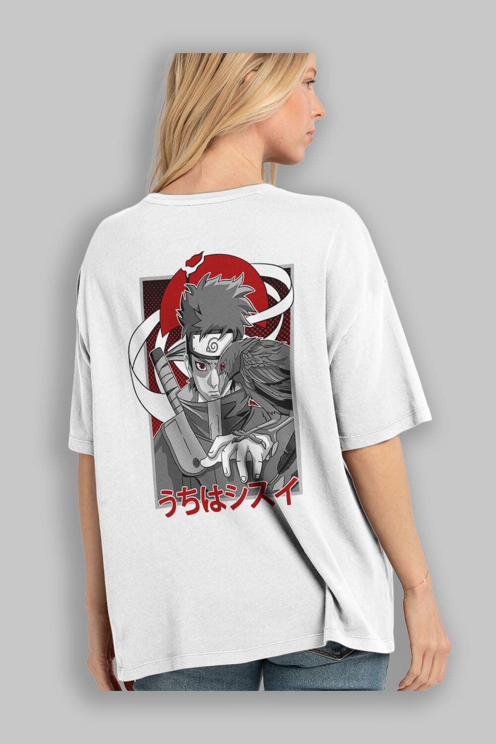 SHISUI UCHIHA NARUTO Anime Arka Baskılı Oversize t-shirt Erkek Kadın Unisex