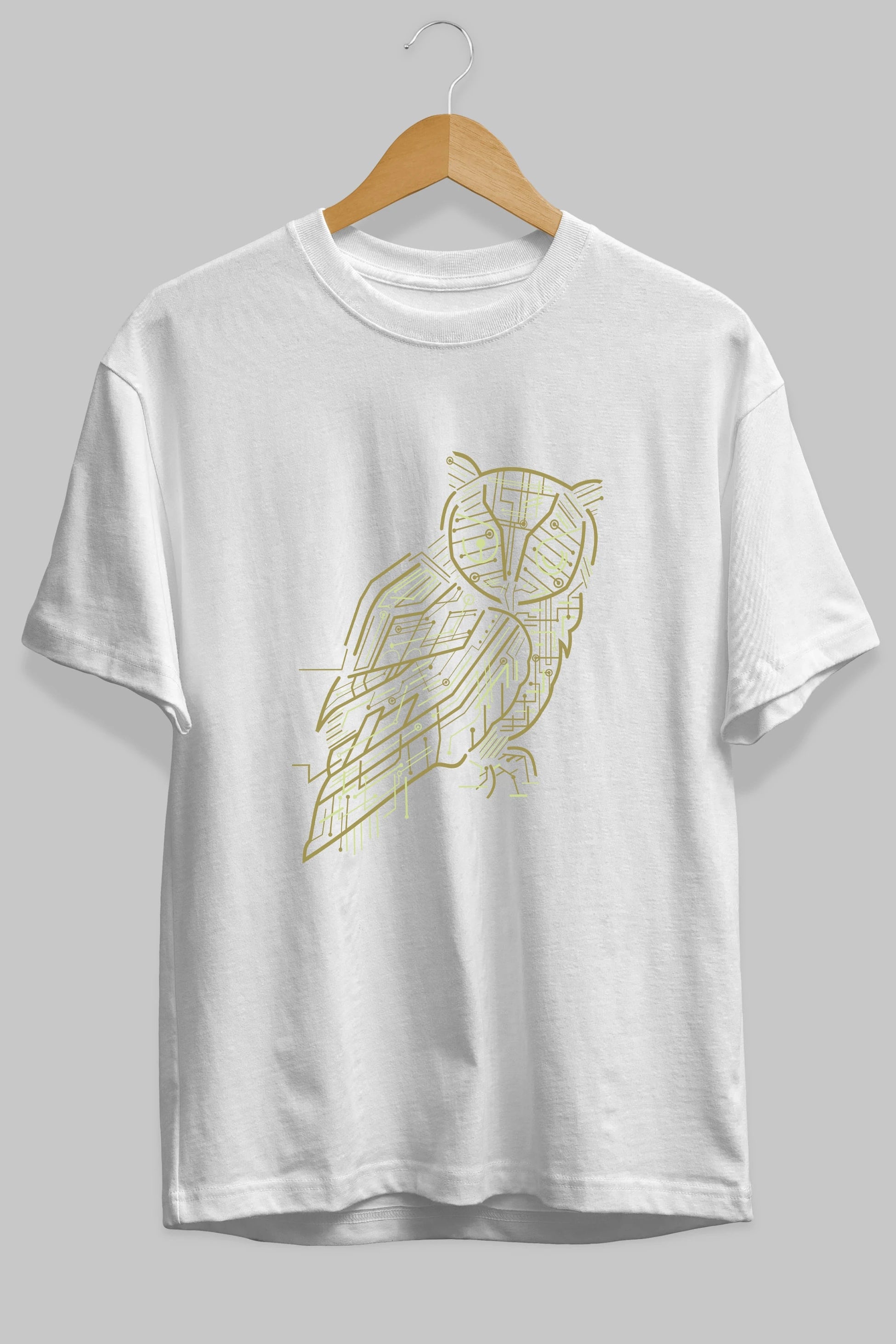 Electrical Owl Ön Baskılı Oversize t-shirt %100 pamuk Erkek Kadın Unisex