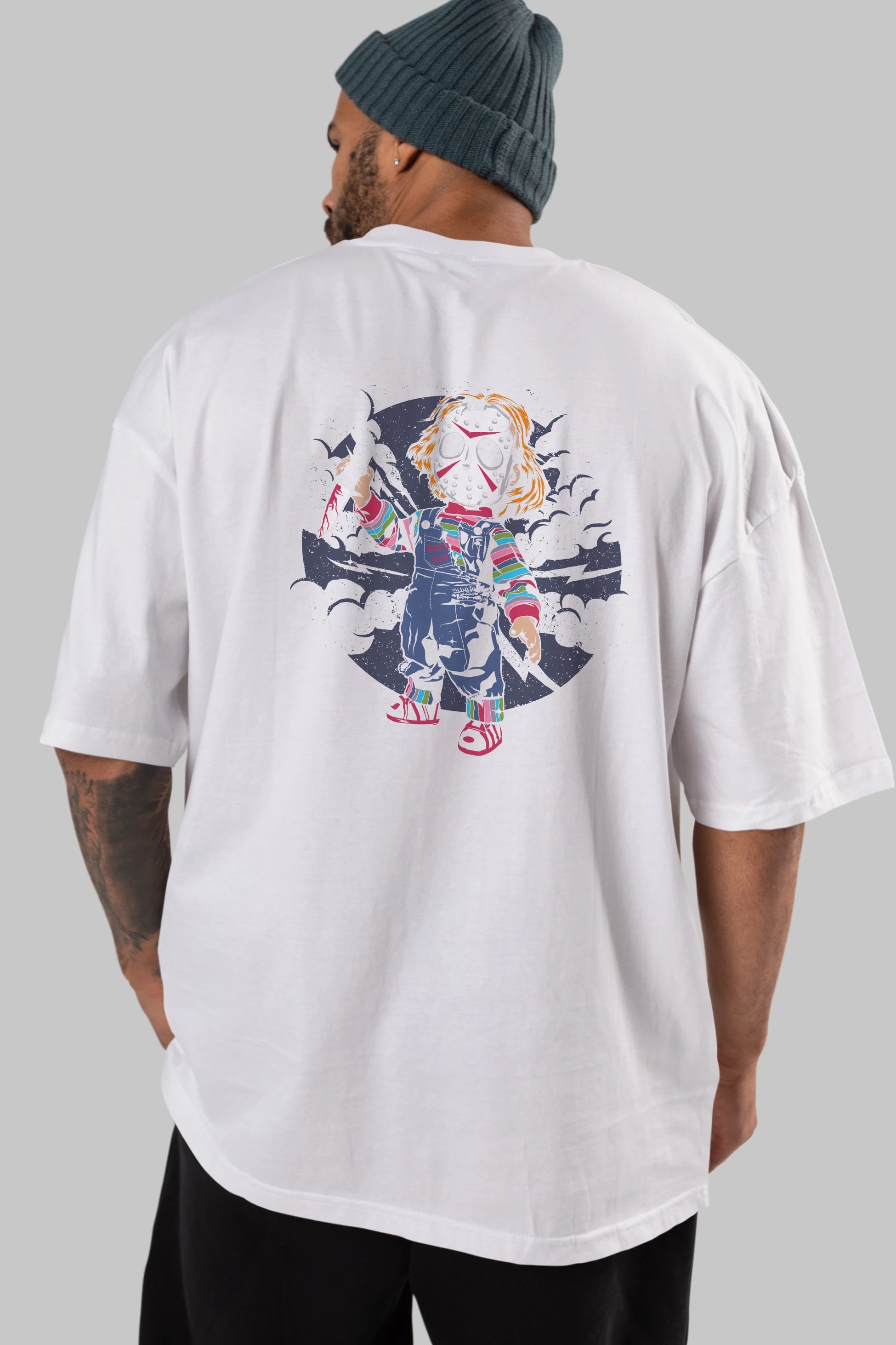 Chucky Arka Baskılı Oversize t-shirt Erkek Kadın Unisex %100 Pamuk