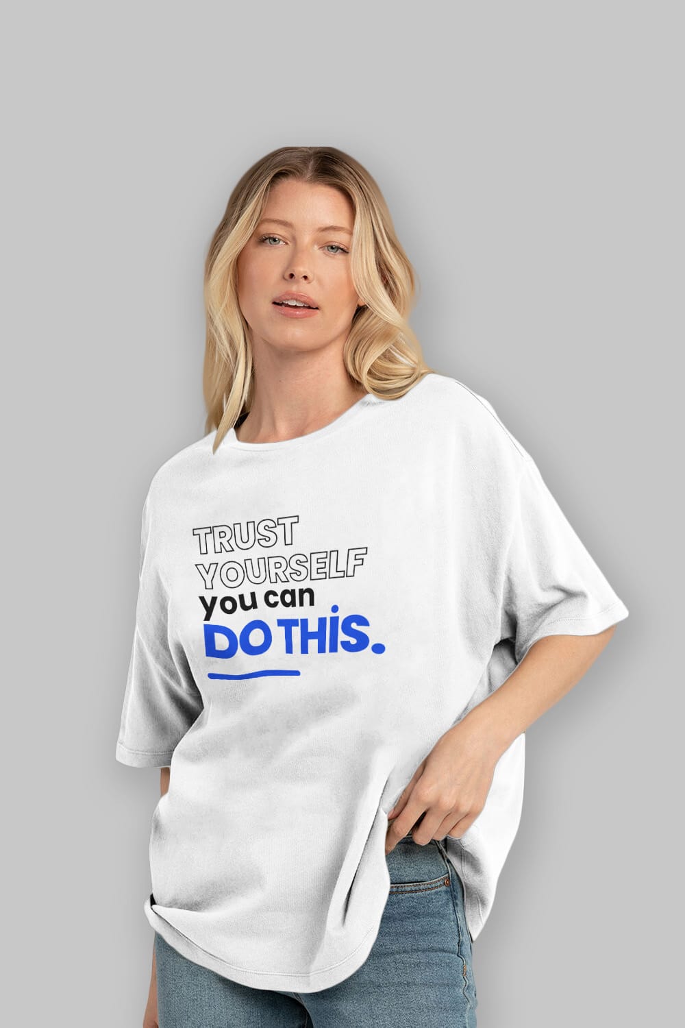 Trust Yourself Yazılı Ön Baskılı Oversize t-shirt Erkek Kadın Unisex