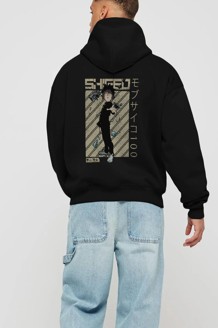 Shigeo Kageyama 3 Anime Arka Baskılı Hoodie Oversize Kapüşonlu Sweatshirt Erkek Kadın Unisex