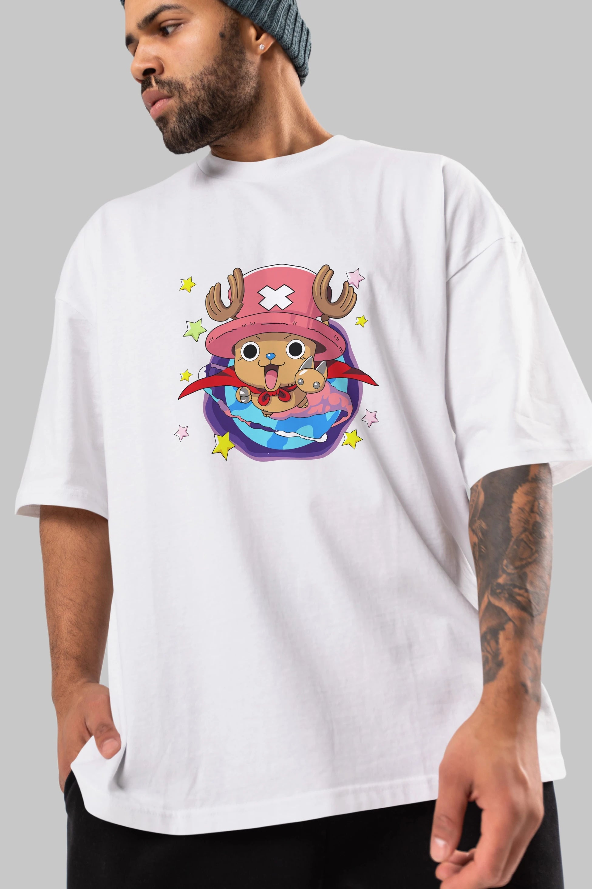 Tony Tony Chopper Anime Ön Baskılı Oversize t-shirt Erkek Kadın Unisex
