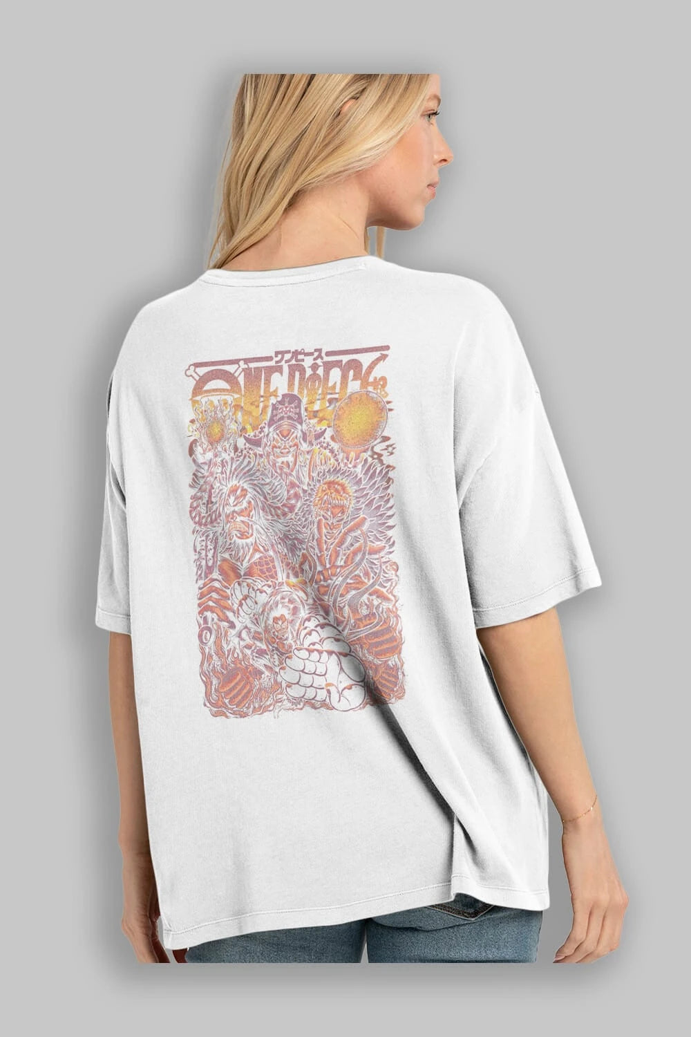 ONE PIECE Anime Arka Baskılı Oversize t-shirt Erkek Kadın Unisex
